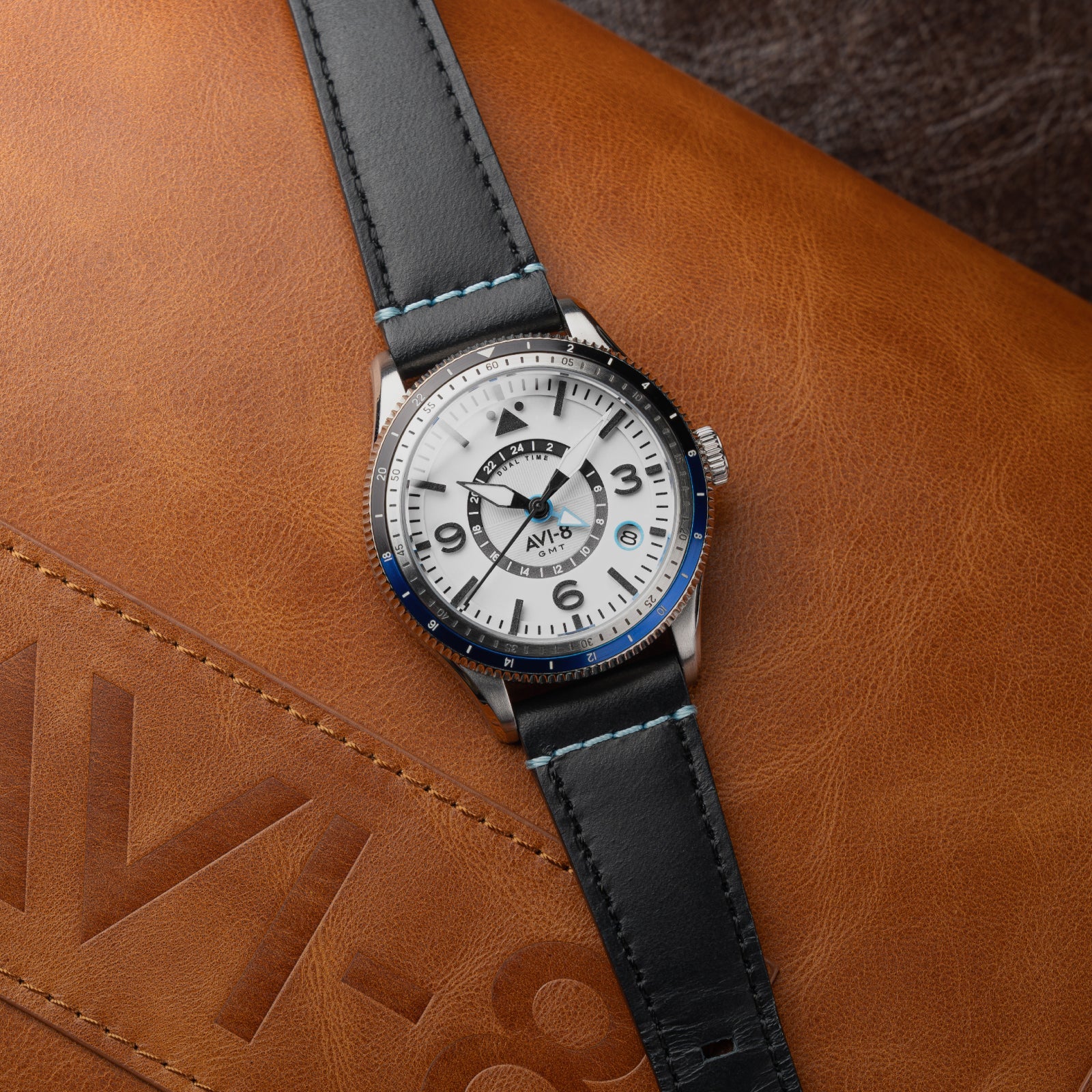 AVI-8 Flyboy Airmaster GMT Men's Silver White Automatic Watch - Image 6