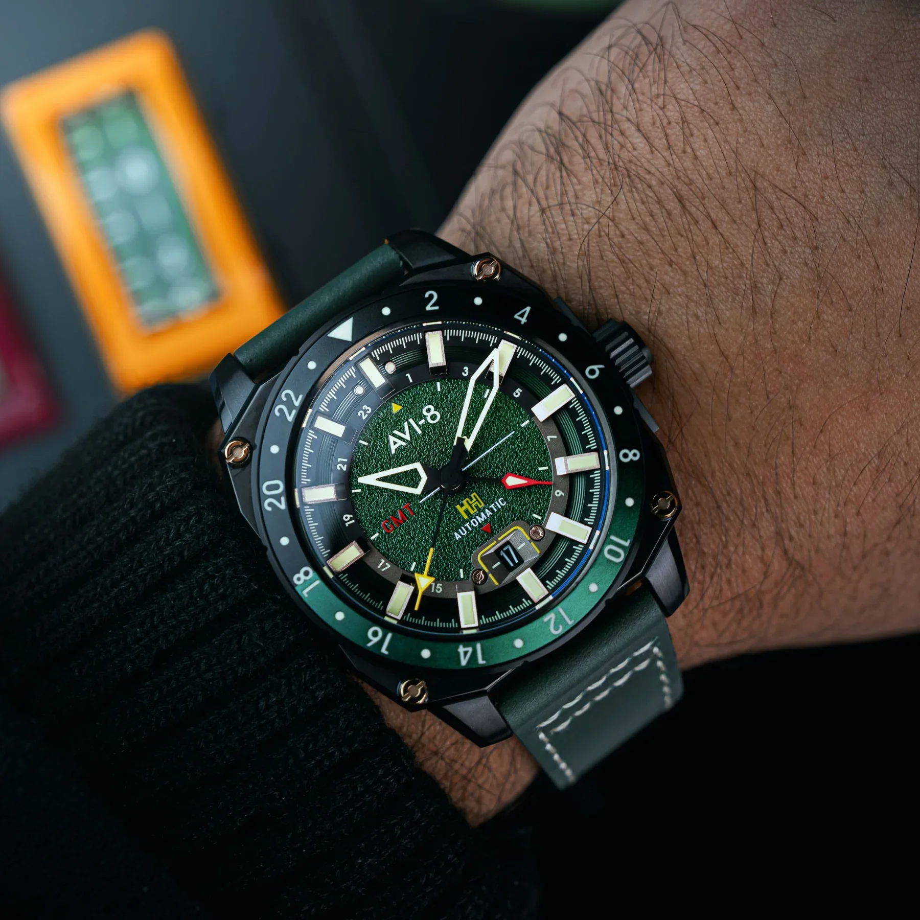 AVI-8 Hawker Hunter Atlas GMT Automatic Green Watch - Image 2