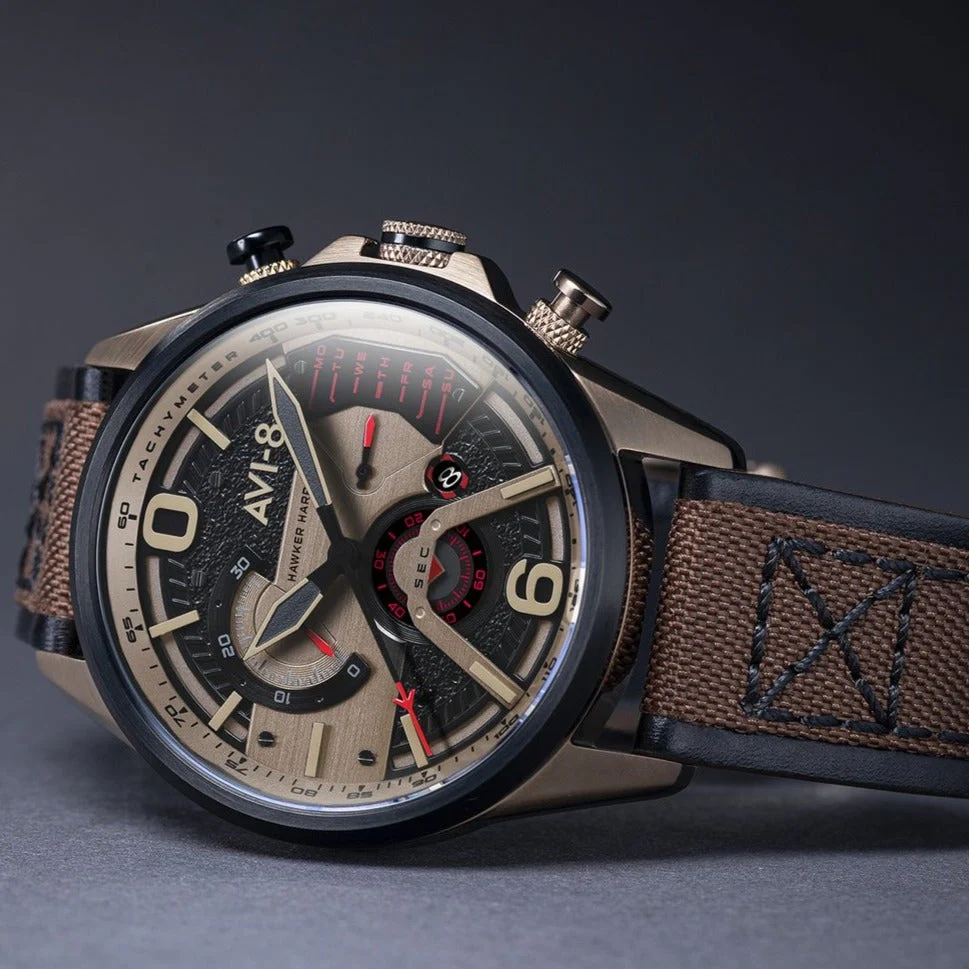 AVI-8 Men's Desert Brown Hawker Harrier II Watch - Image 4