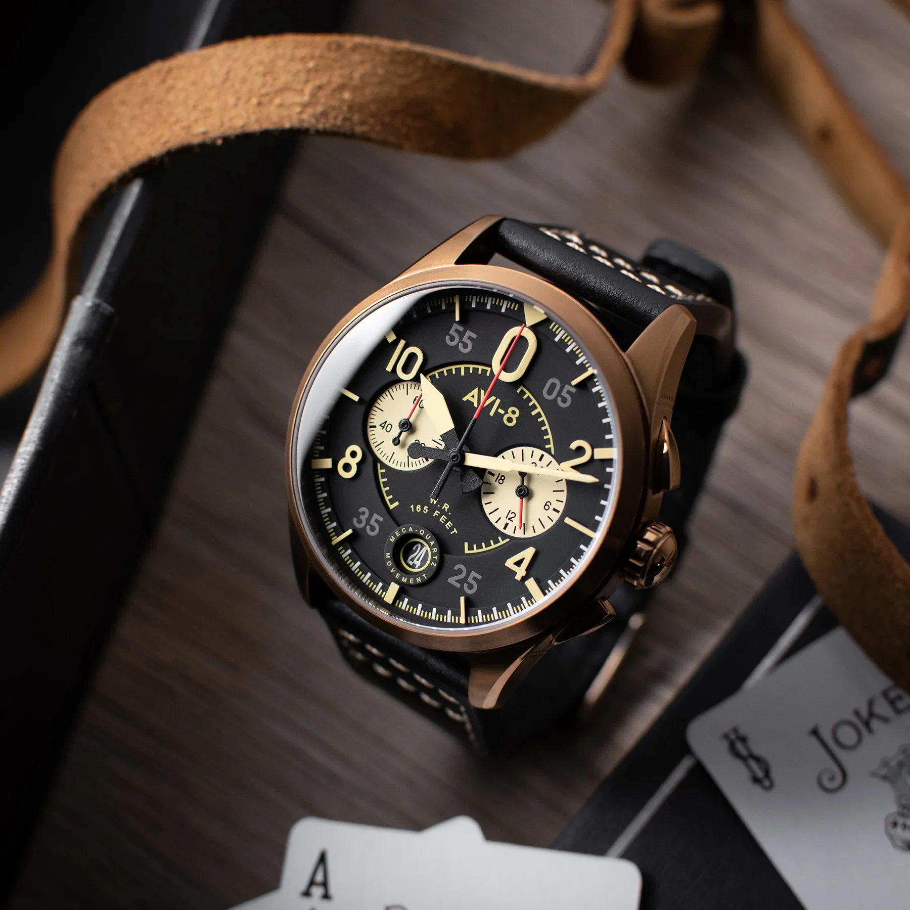 AVI-8 Spitfire Lock Men's Black Bronze Chronograph Watch - Image 2