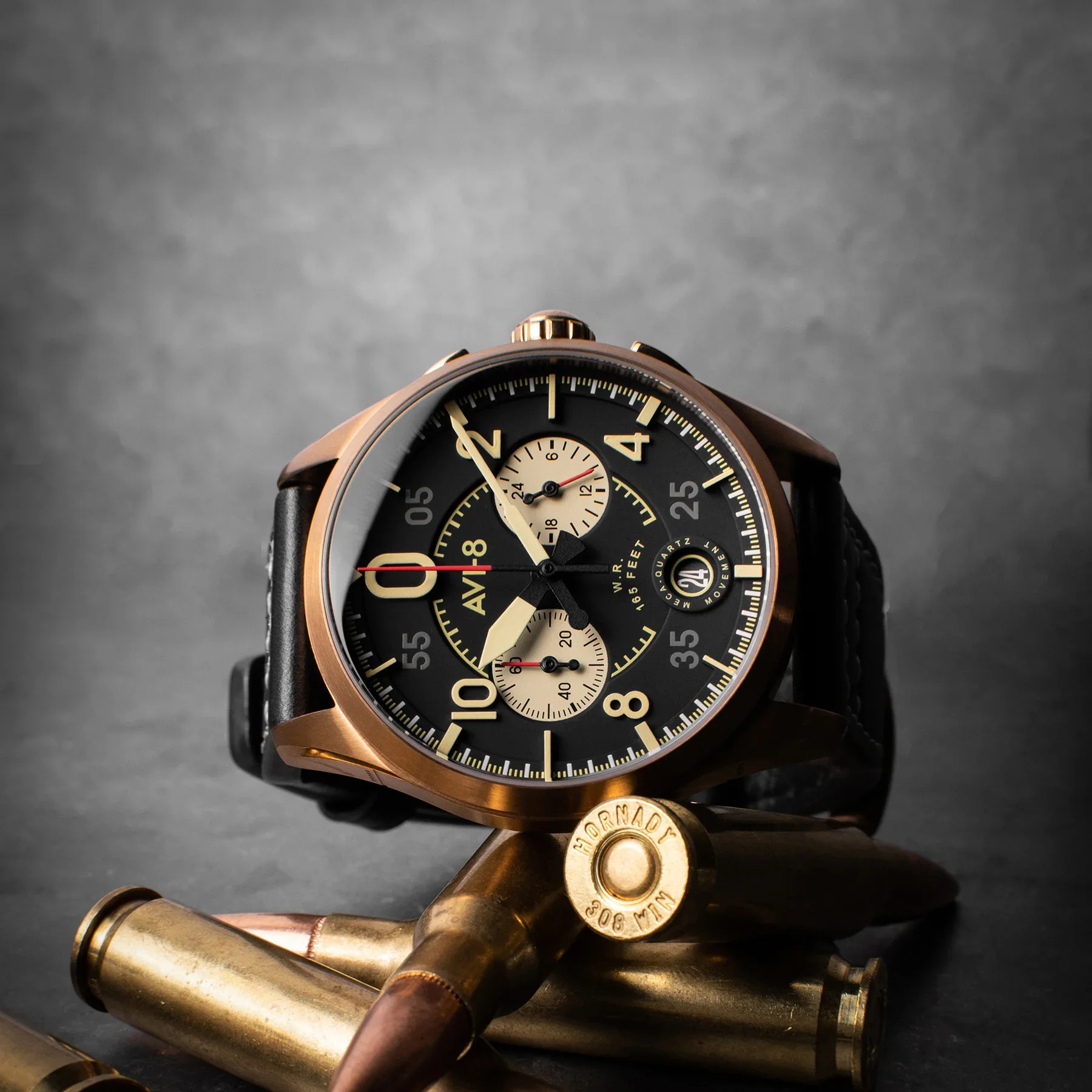 AVI-8 Spitfire Lock Men's Black Bronze Chronograph Watch - Image 4