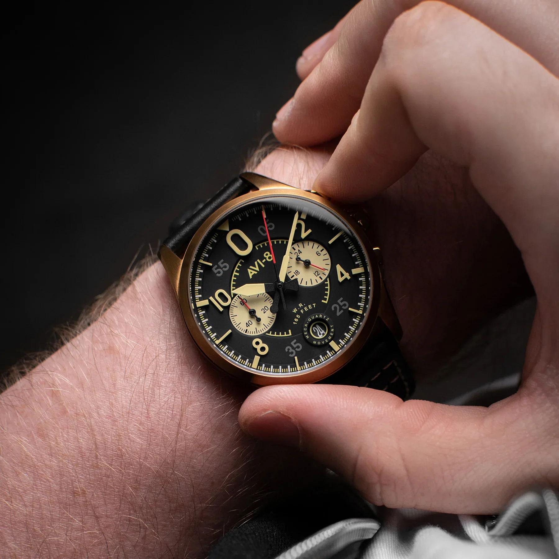 AVI-8 Spitfire Lock Men's Black Bronze Chronograph Watch - Image 6