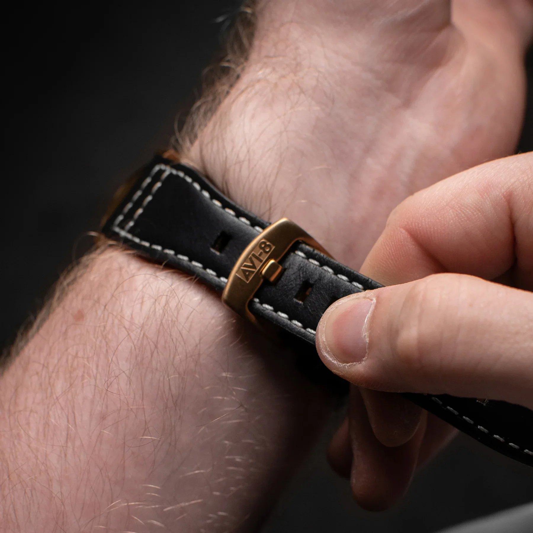 AVI-8 Spitfire Lock Men's Black Bronze Chronograph Watch - Image 7
