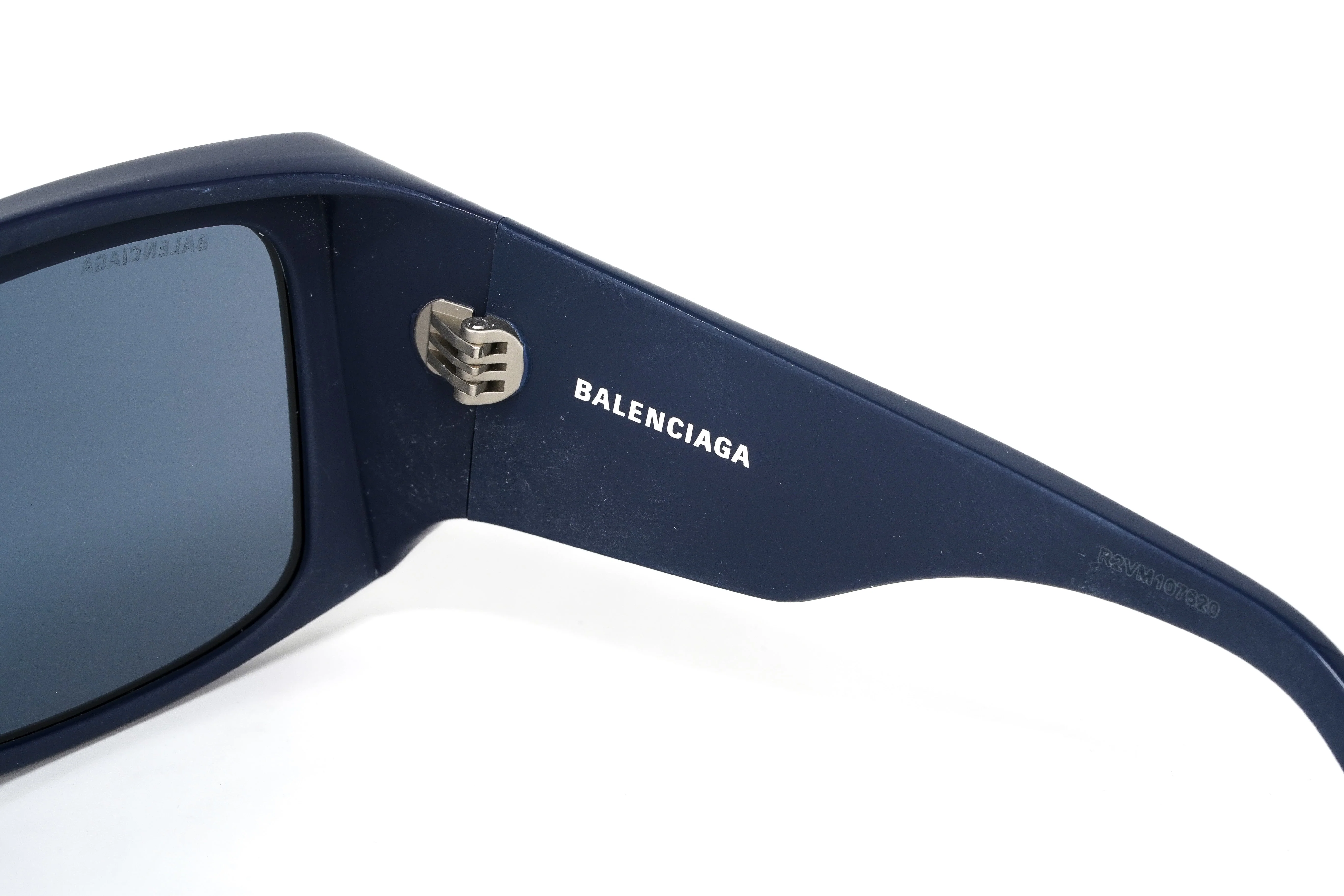 Balenciaga Unisex Sunglasses Oversized Rectangle Blue - Image 4