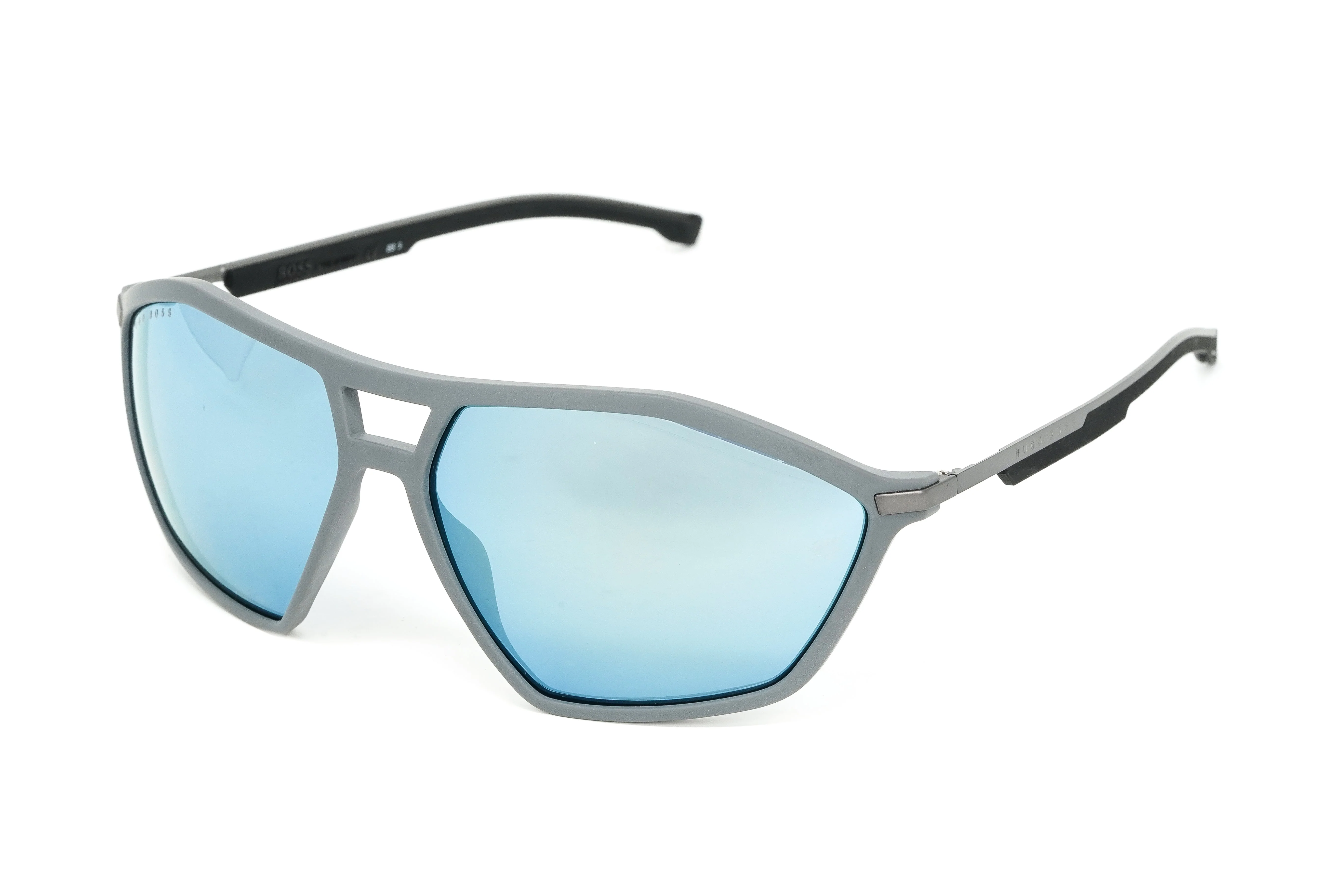 Boss by BOSS Men's Sunglasses Angular Pilot Grey/Blue - Image 3