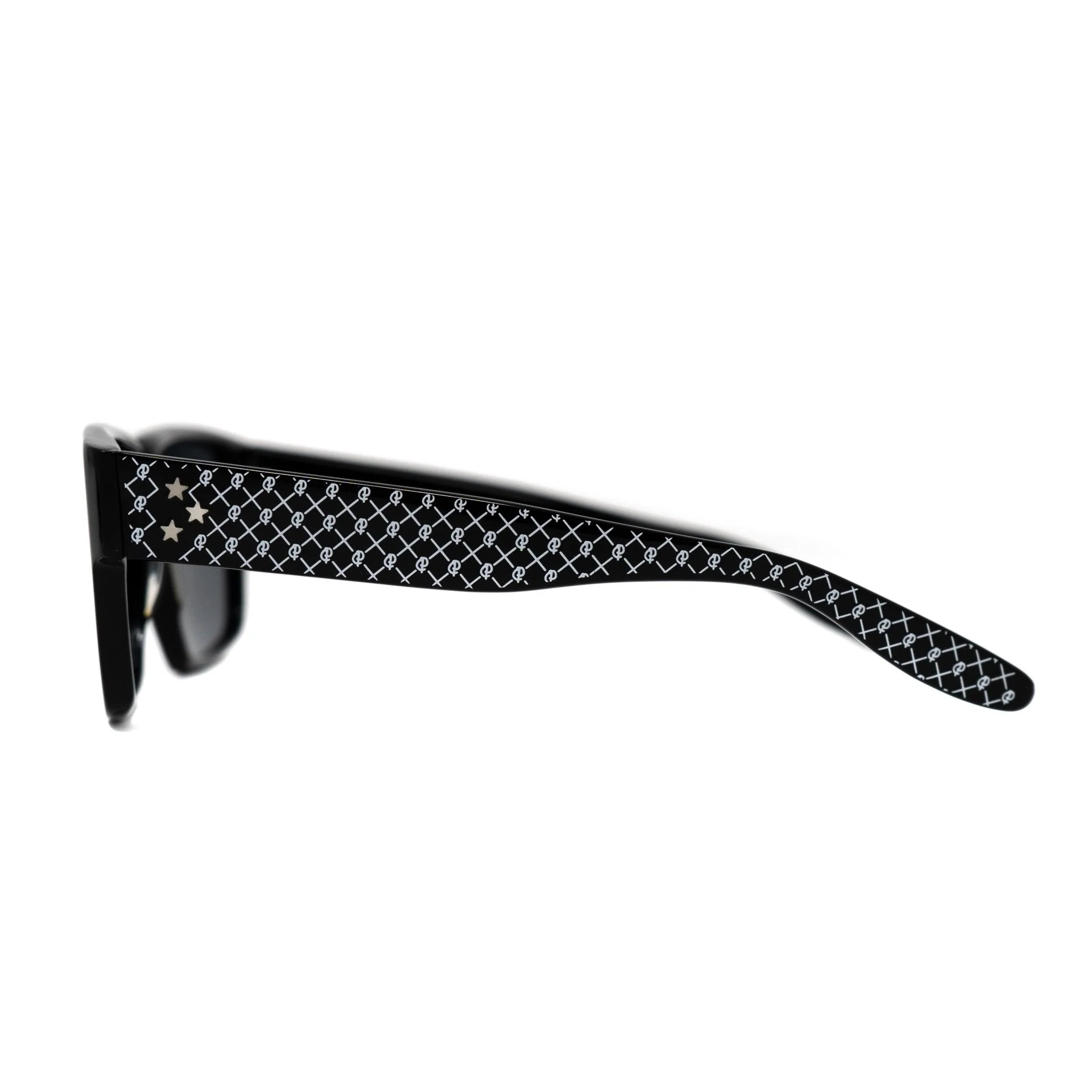 Buddhist Punk Sunglasses Rectangular Black Print and Grey - Image 2