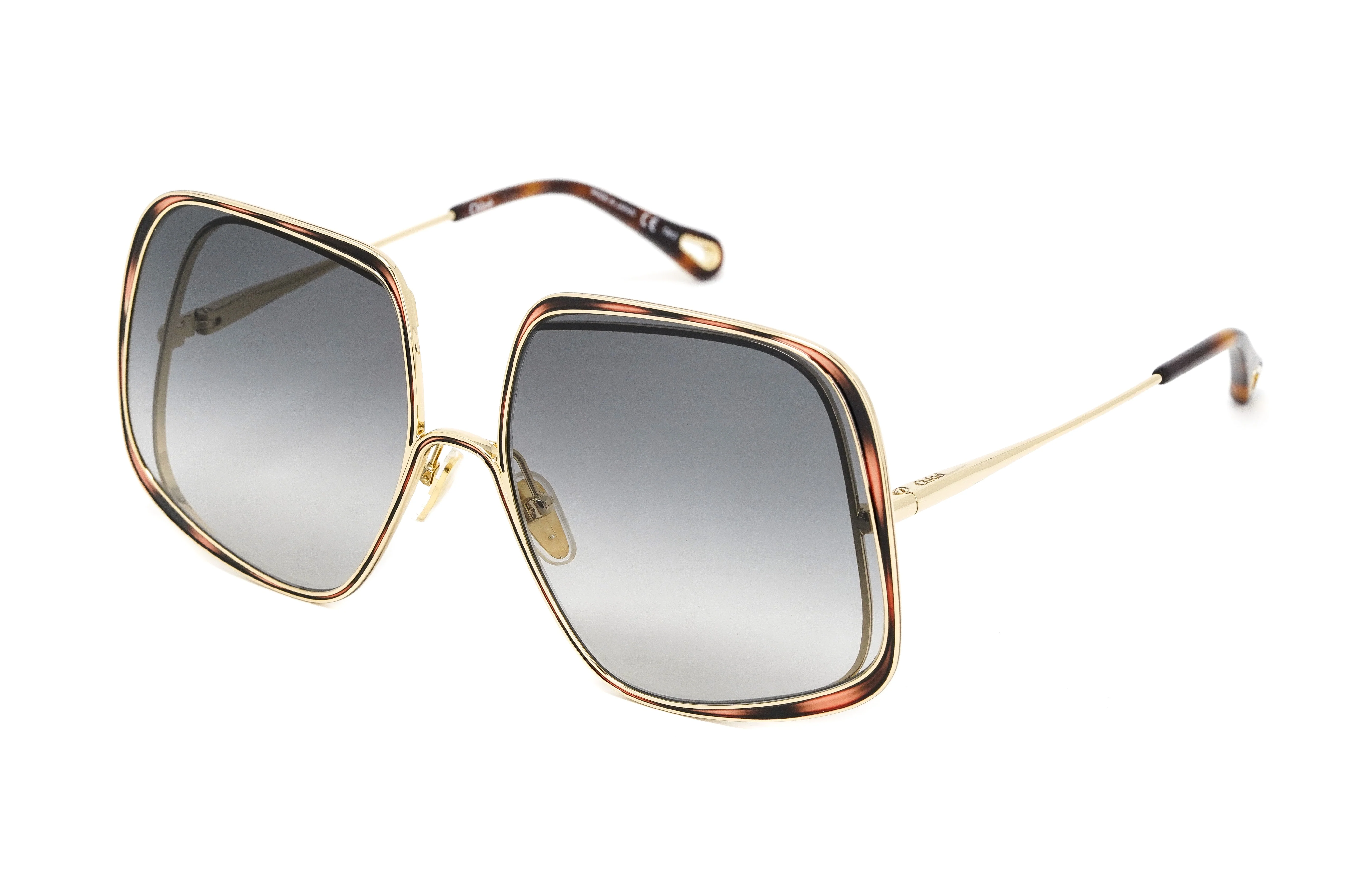 Chloé Women's Sunglasses Hanah Oversized Square Tortoise/Gold