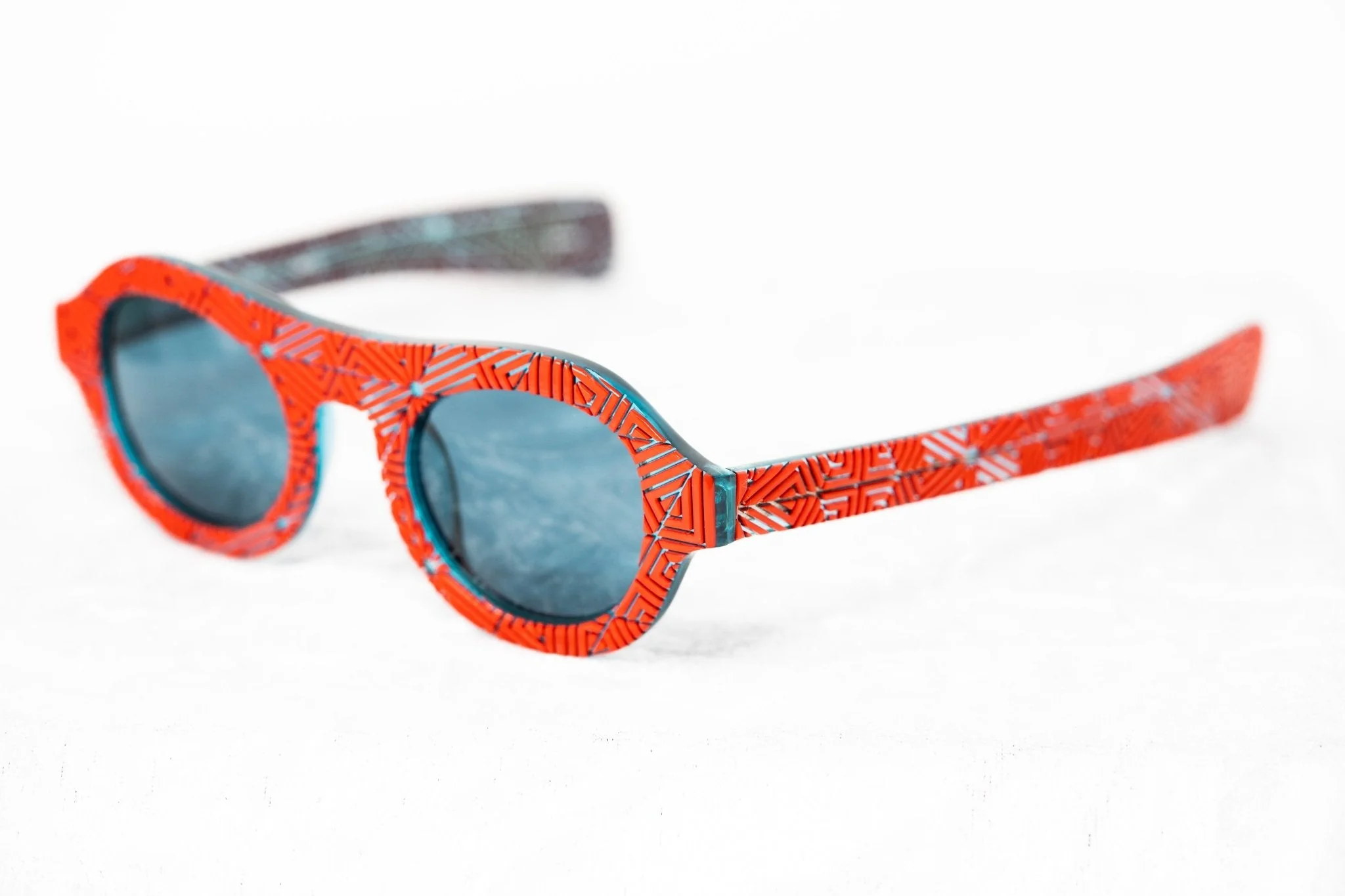 David David Sunglasses Round Red and Dark Blue - Image 4