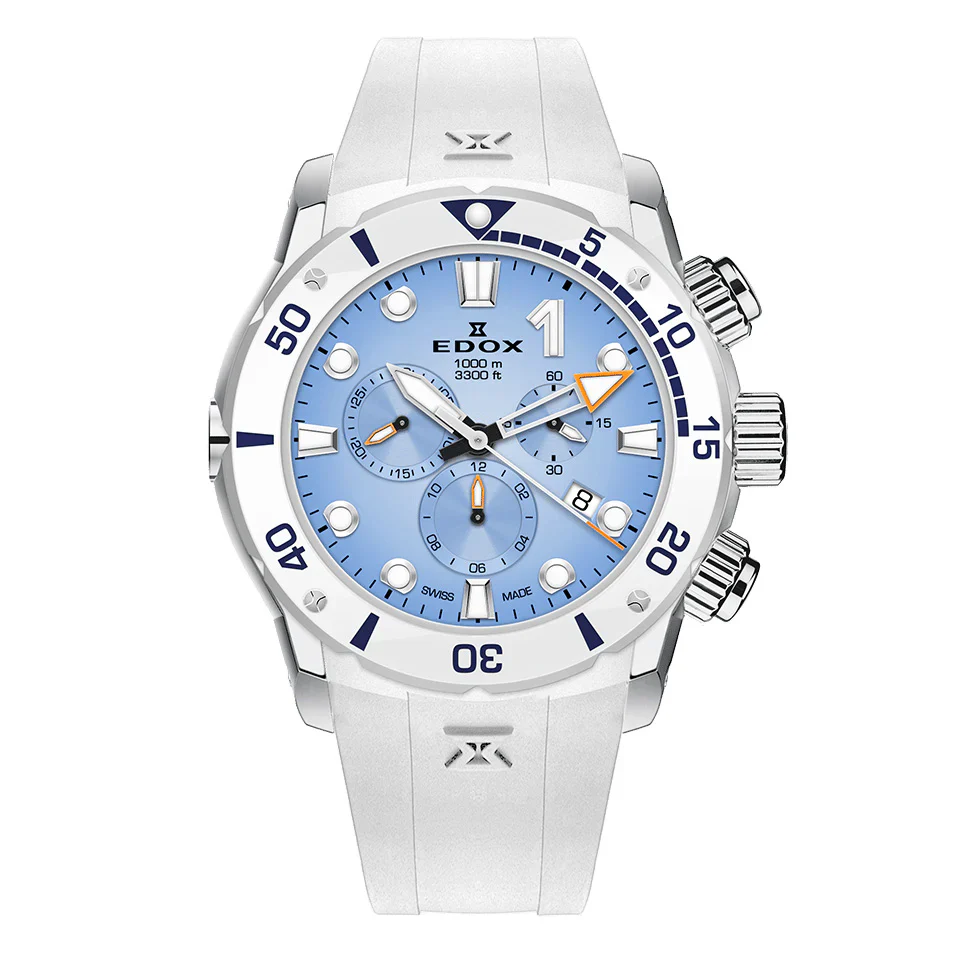 Edox CO-1 Chronograph Men's White Blue Watch