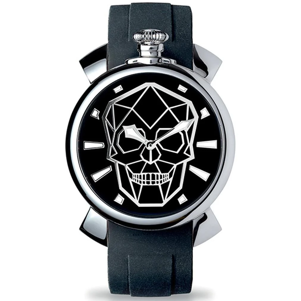 Gaga Milano Men's Black Slim Skull Watch