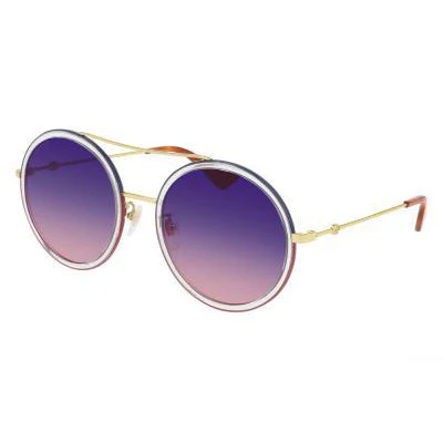 Gucci Women's Sunglasses Round Pilot Double-Bridge Blue