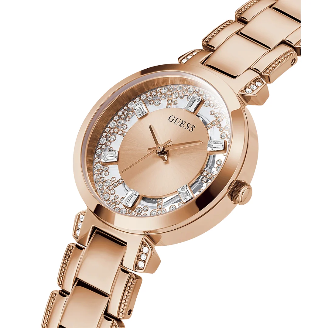 Guess Crystal Clear Ladies Rose Gold Watch - Image 5