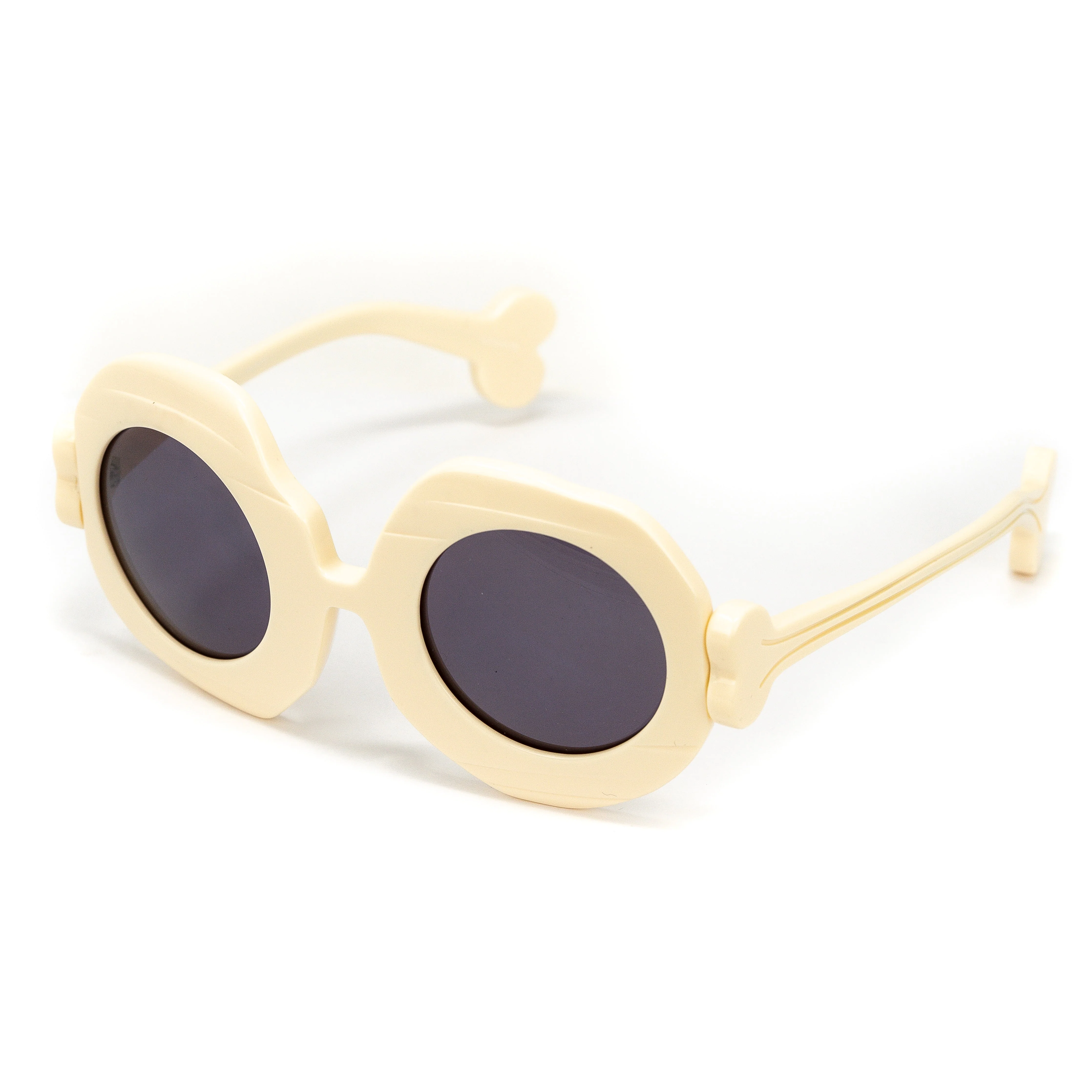 Jeremy Scott Unisex Oversized Sunglasses Bones Special Cream Grey - Image 2