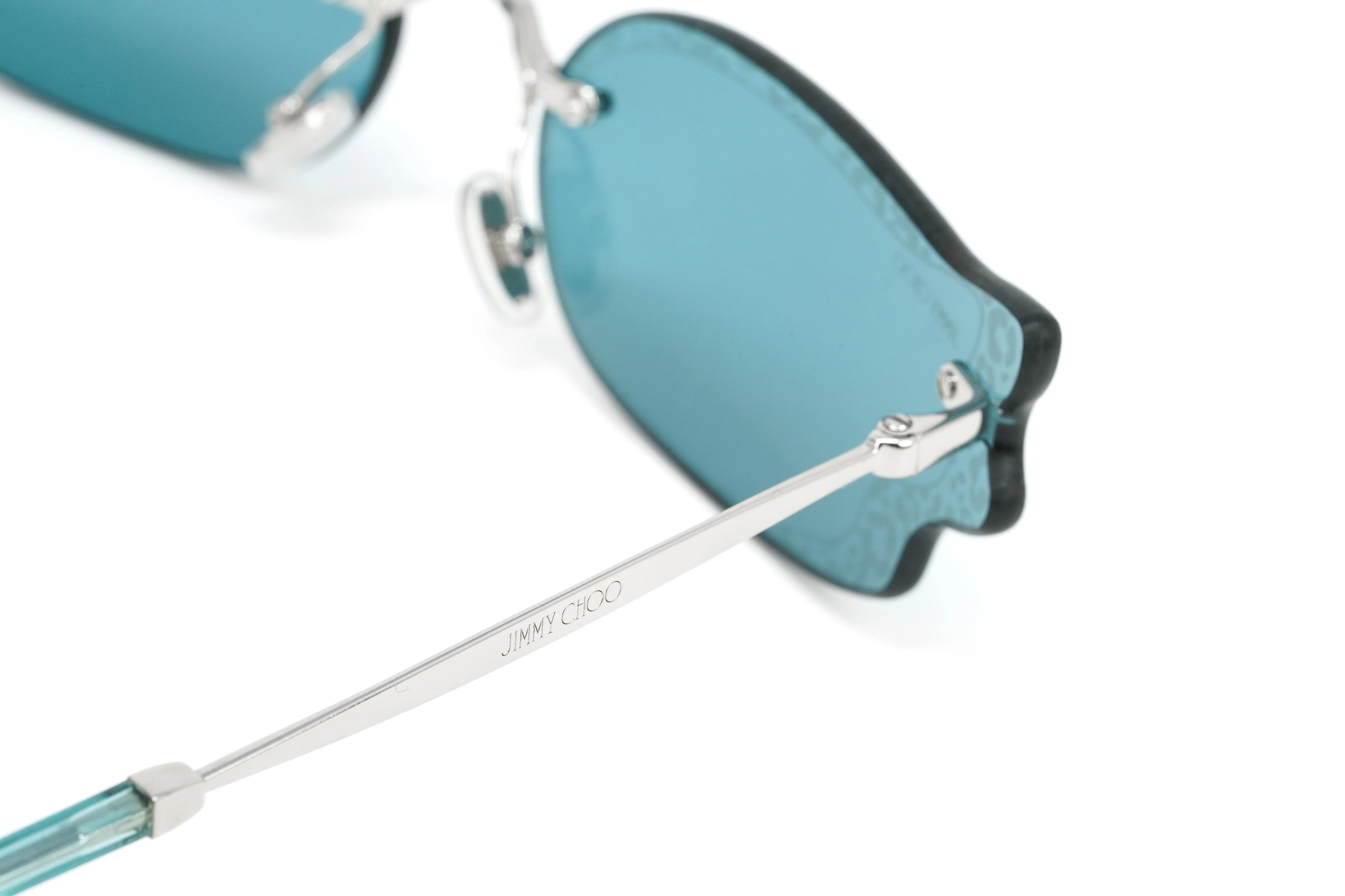 Jimmy Choo Women's Sunglasses Rimless Cat Eye Blue - Image 5