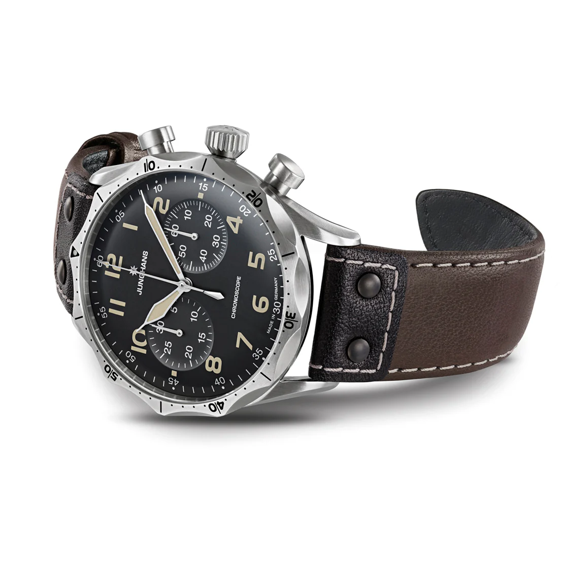 Junghans Meister Pilot Men's Black/Brown Watch - Image 2