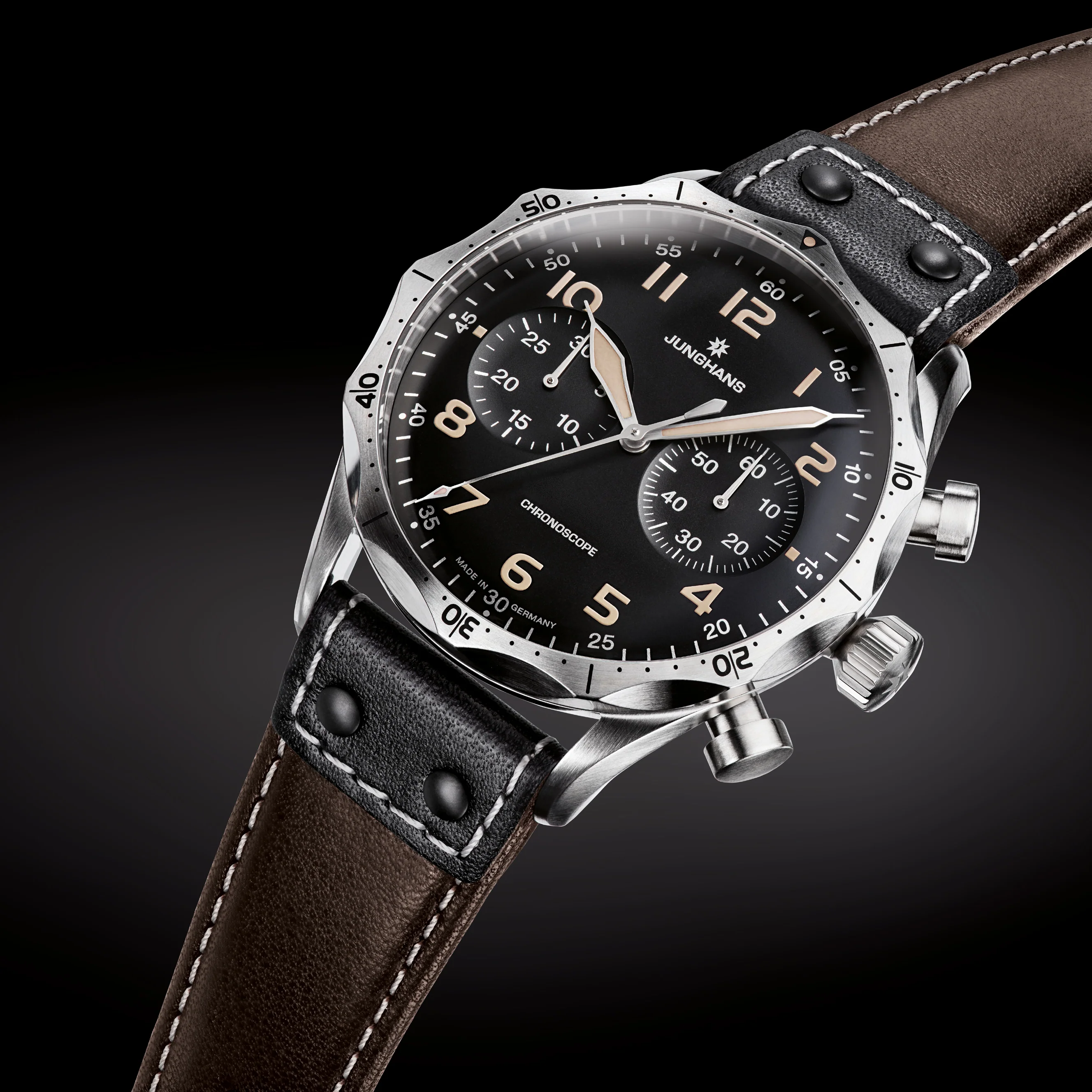 Junghans Meister Pilot Men's Black/Brown Watch - Image 5