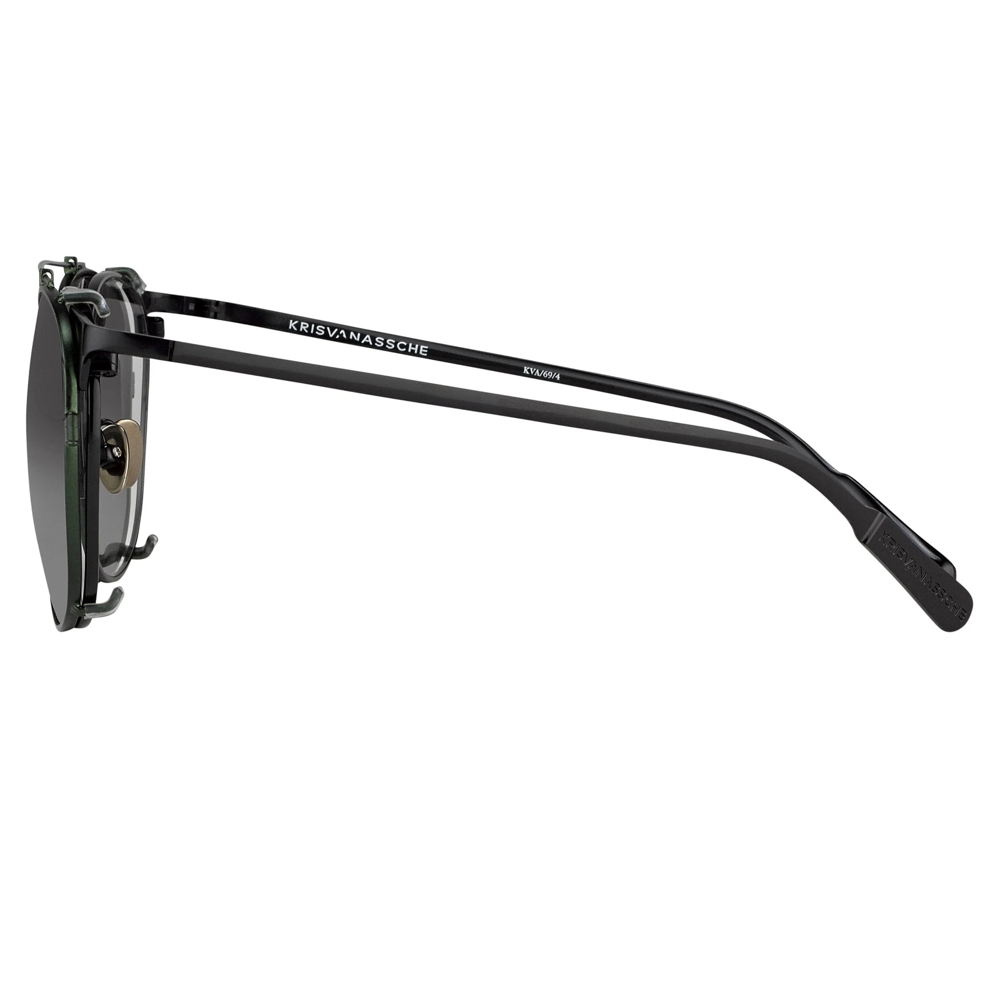Kris Van Assche Sunglasses Round Shiny Black and Green - Image 4