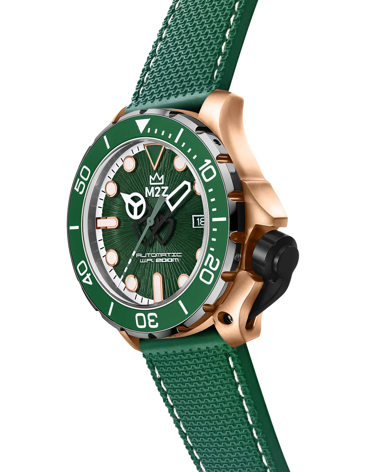 M2Z Men's Diver 200 Green/Rose Gold Watch - Image 4