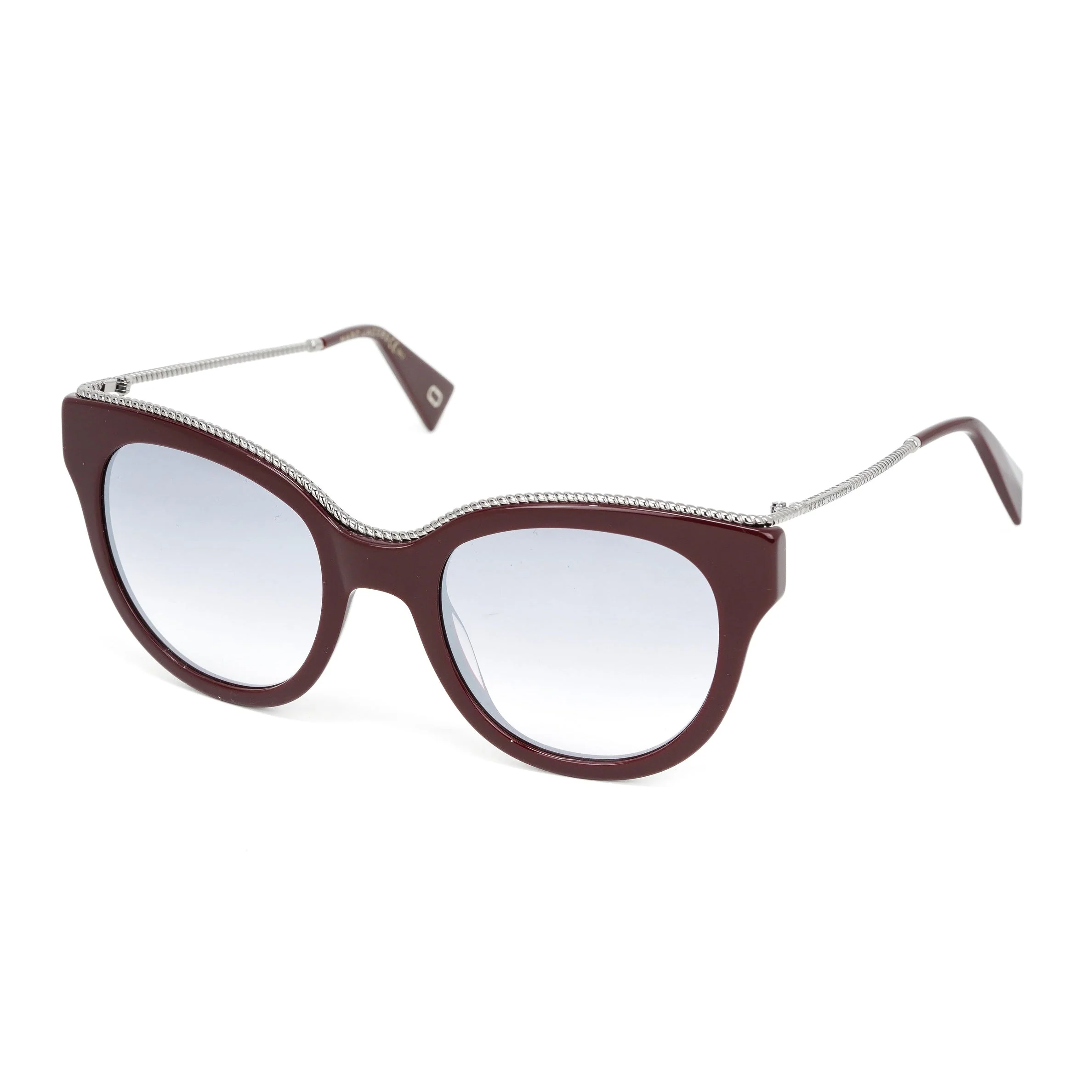 Marc Jacobs Women's Round Sunglasses Dark Red Mirrored Grey