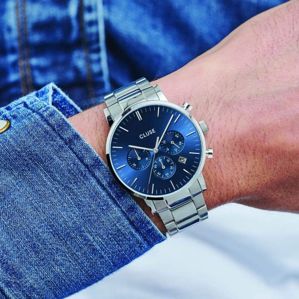 Cluse Dark Blue Aravis Chronograph Watch - Image 4