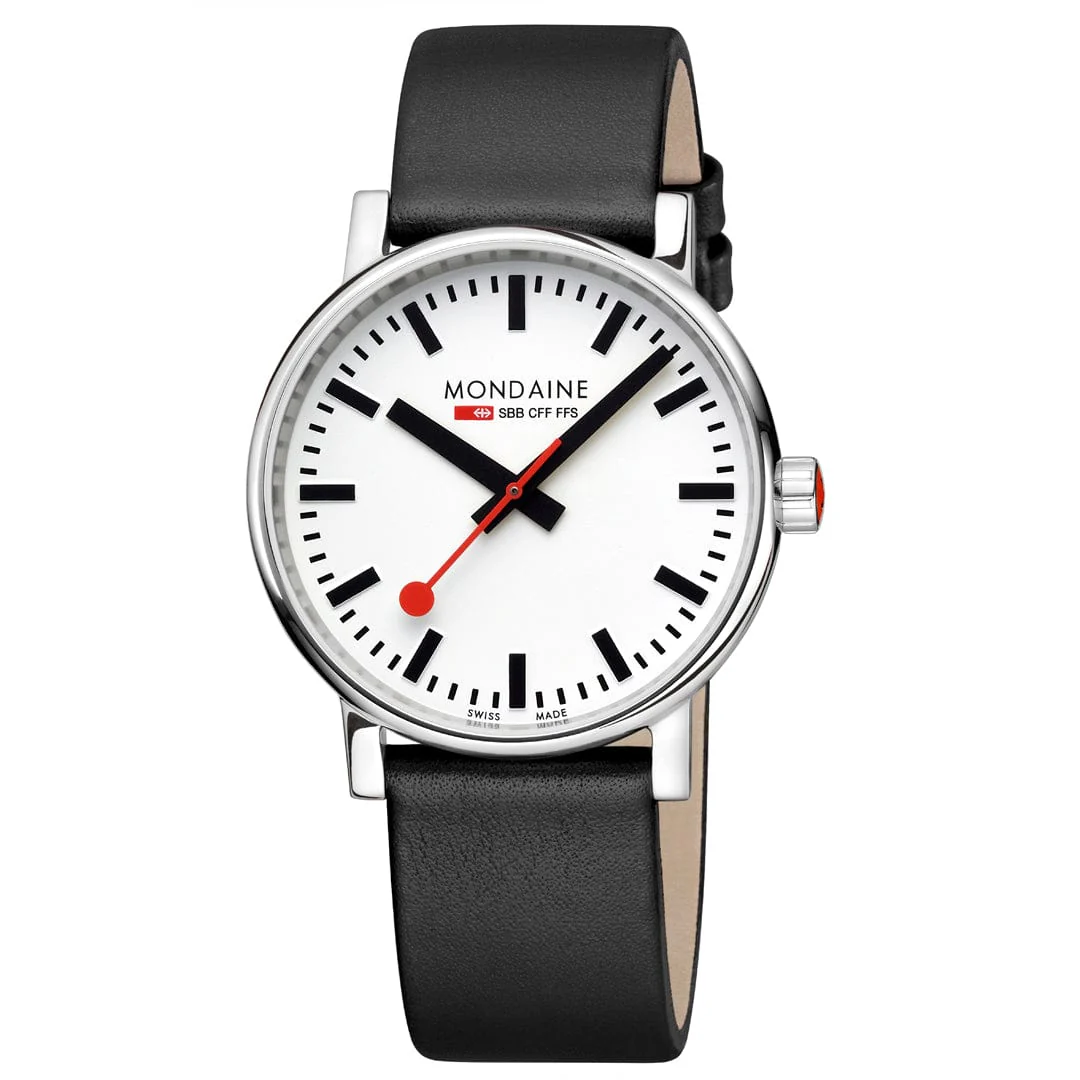 Mondaine evo2 40mm Black Vegan Leather Watch