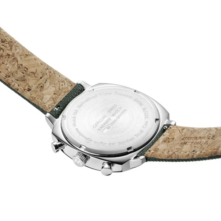 Mondaine Grand Cushion Chrono Square Men's Green Watch - Image 5