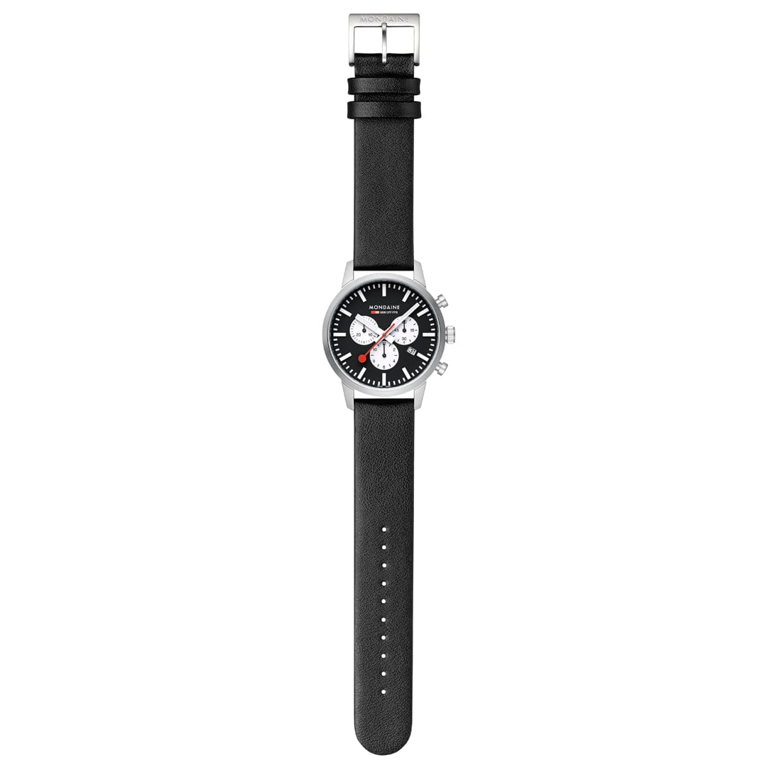 Mondaine Neo Reverse Panda Chronograph 41mm Vegan Leather Watch - Image 9