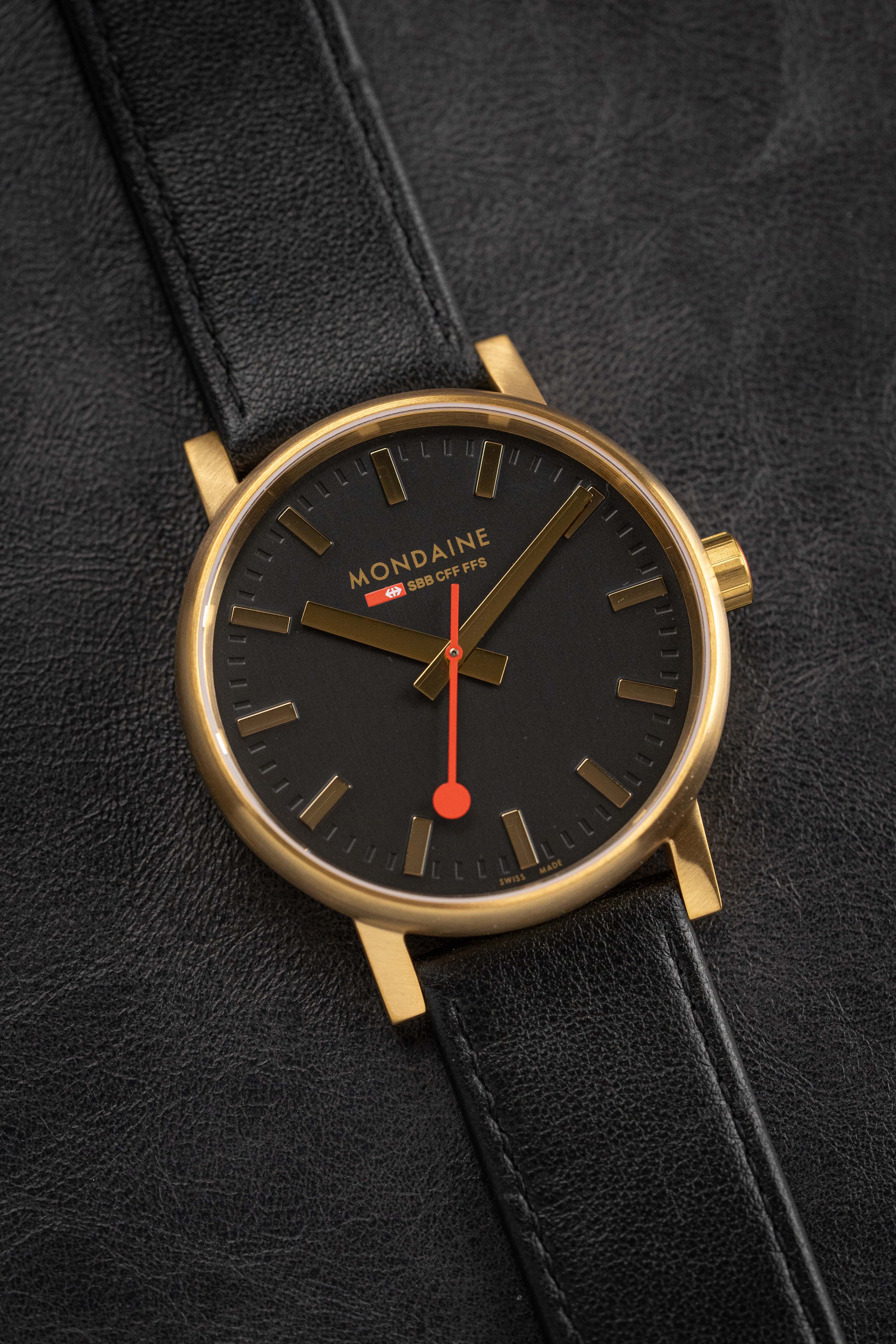 Mondaine Watch EVO2 Gold Black - Image 4