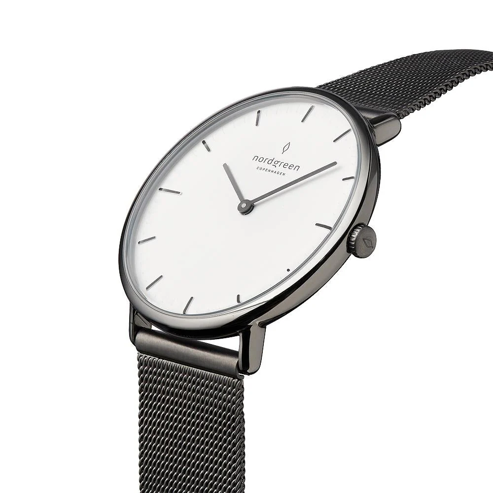 Nordgreen Native Gun Metal Mesh 32mm Gun Metal Case Watch - Image 3
