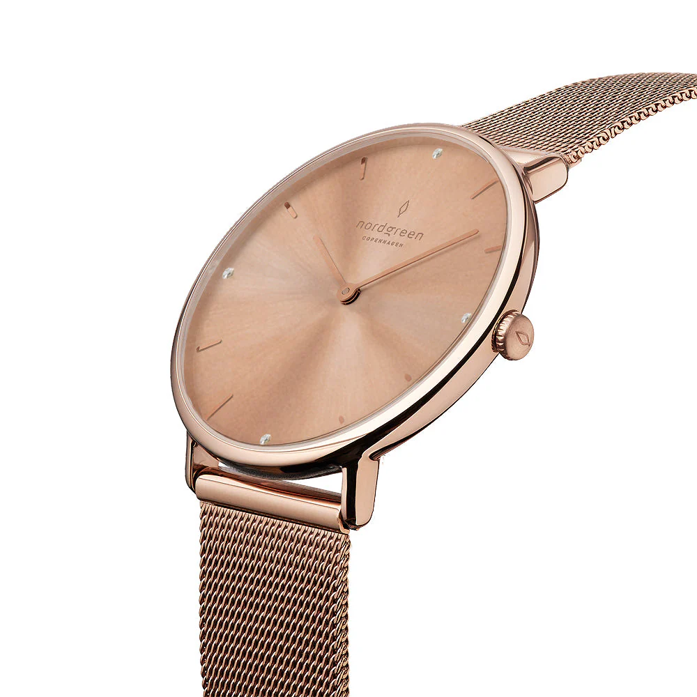Nordgreen Native Rose Gold Mesh 28mm Rose Gold Case Watch - Image 3