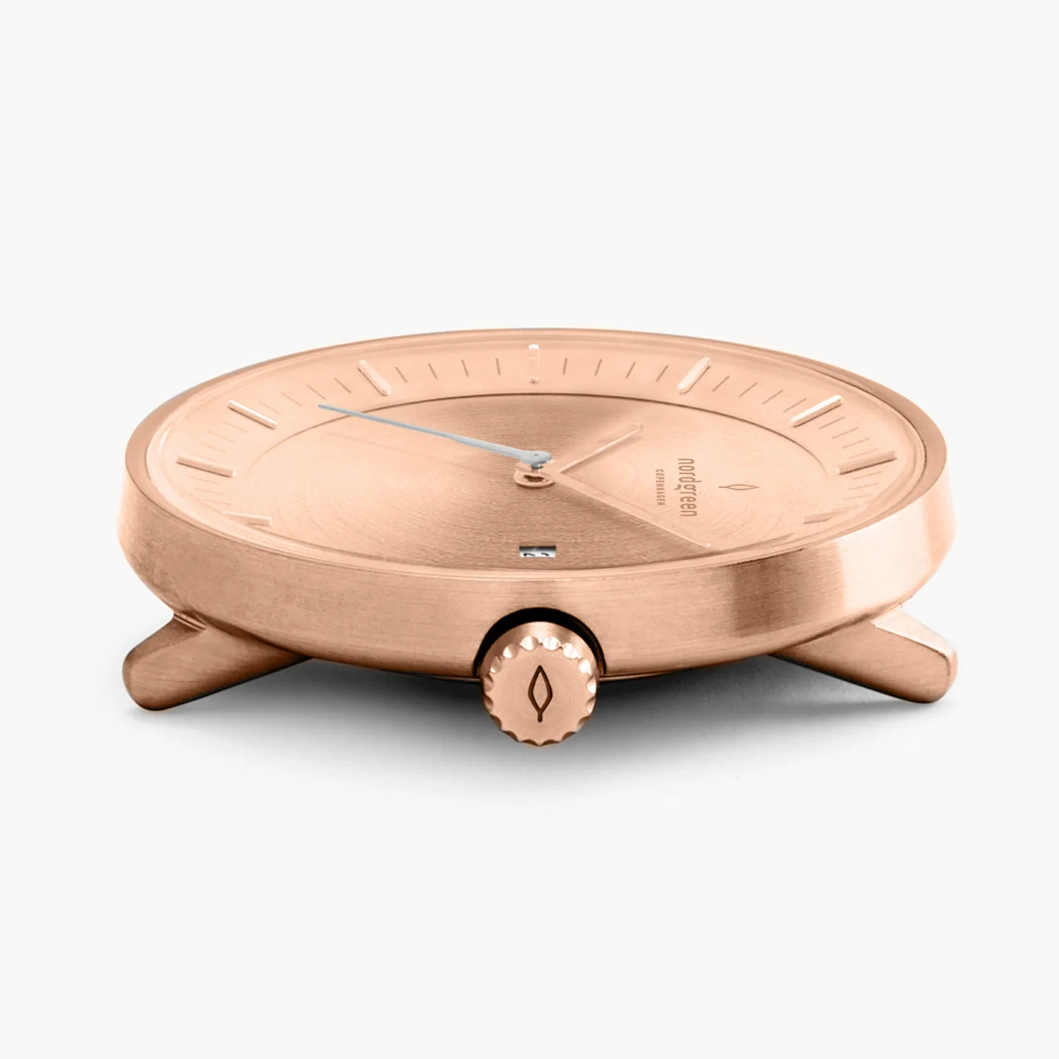 Nordgreen Philosopher Brown Leather 36mm Rose Gold Brushed Metal Dial Watch - Image 3