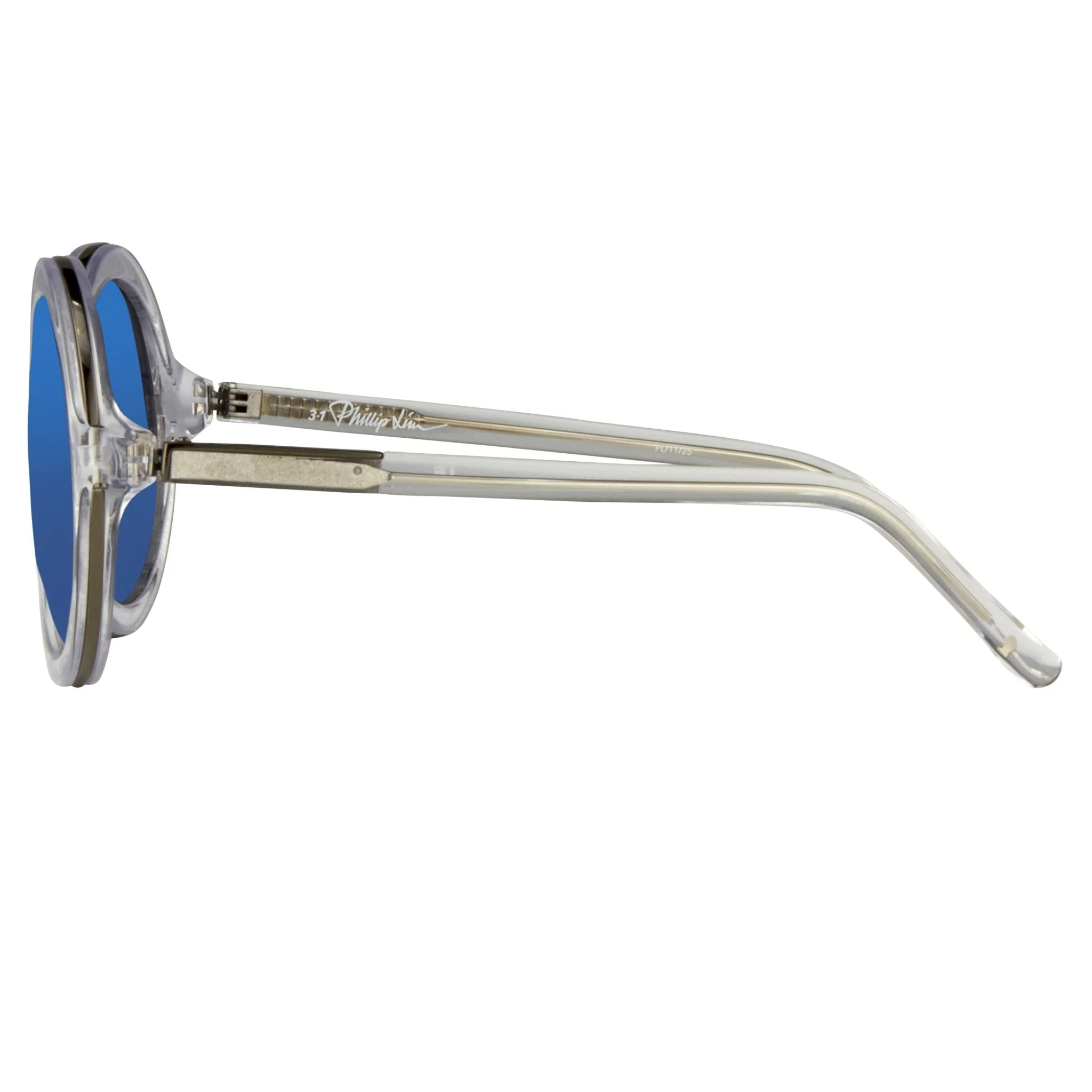 Phillip Lim Sunglasses Round Gun Metal and Blue - Image 4