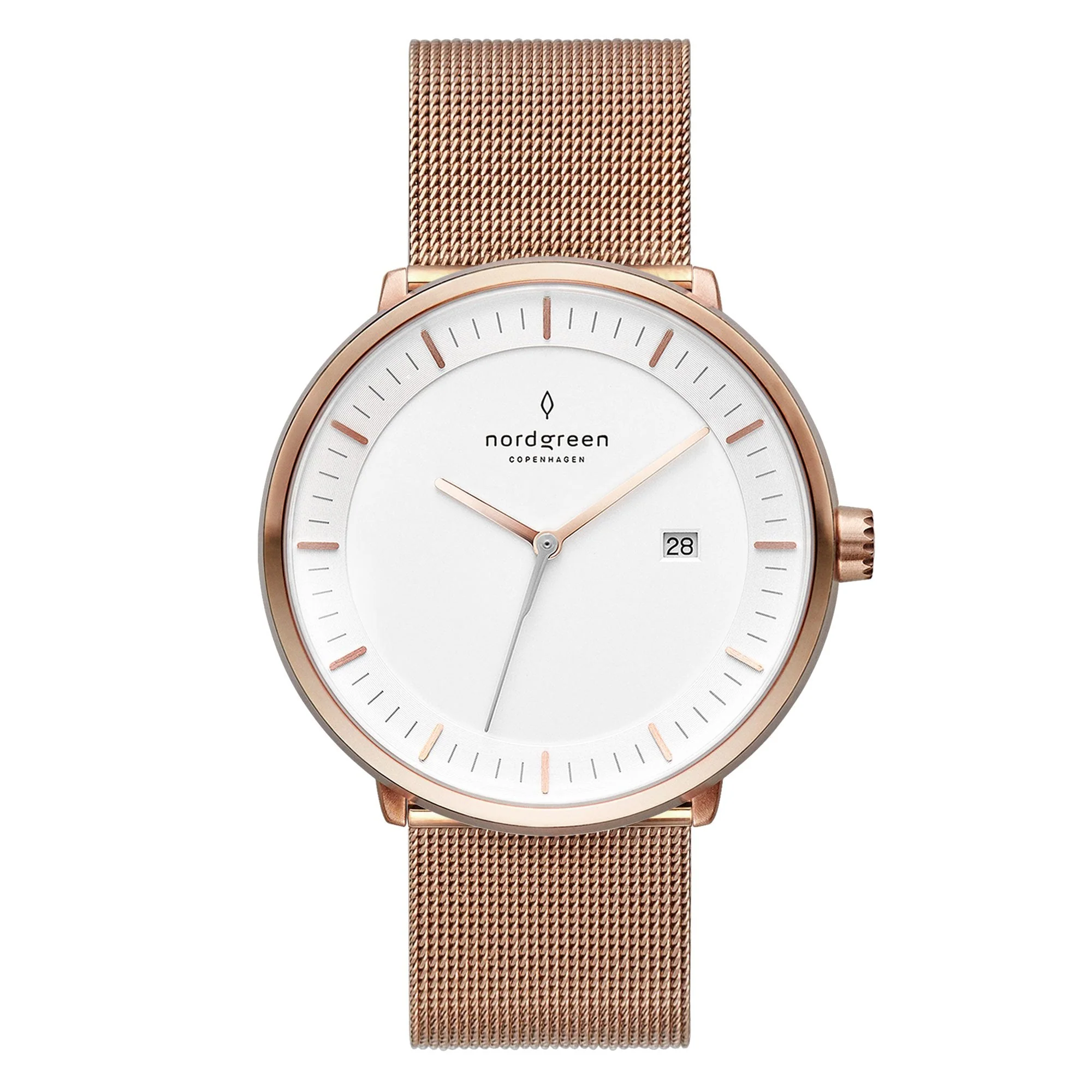 Nordgreen Philosopher Rose Gold Mesh 36mm Gun Metal Case Watch