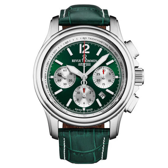 Revue Thommen Men's Airspeed Chronograph Green Leather Automatic Watch