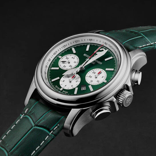 Revue Thommen Men's Airspeed Chronograph Green Leather Automatic Watch - Image 2