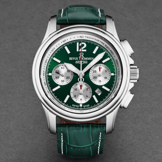 Revue Thommen Men's Airspeed Chronograph Green Leather Automatic Watch - Image 4