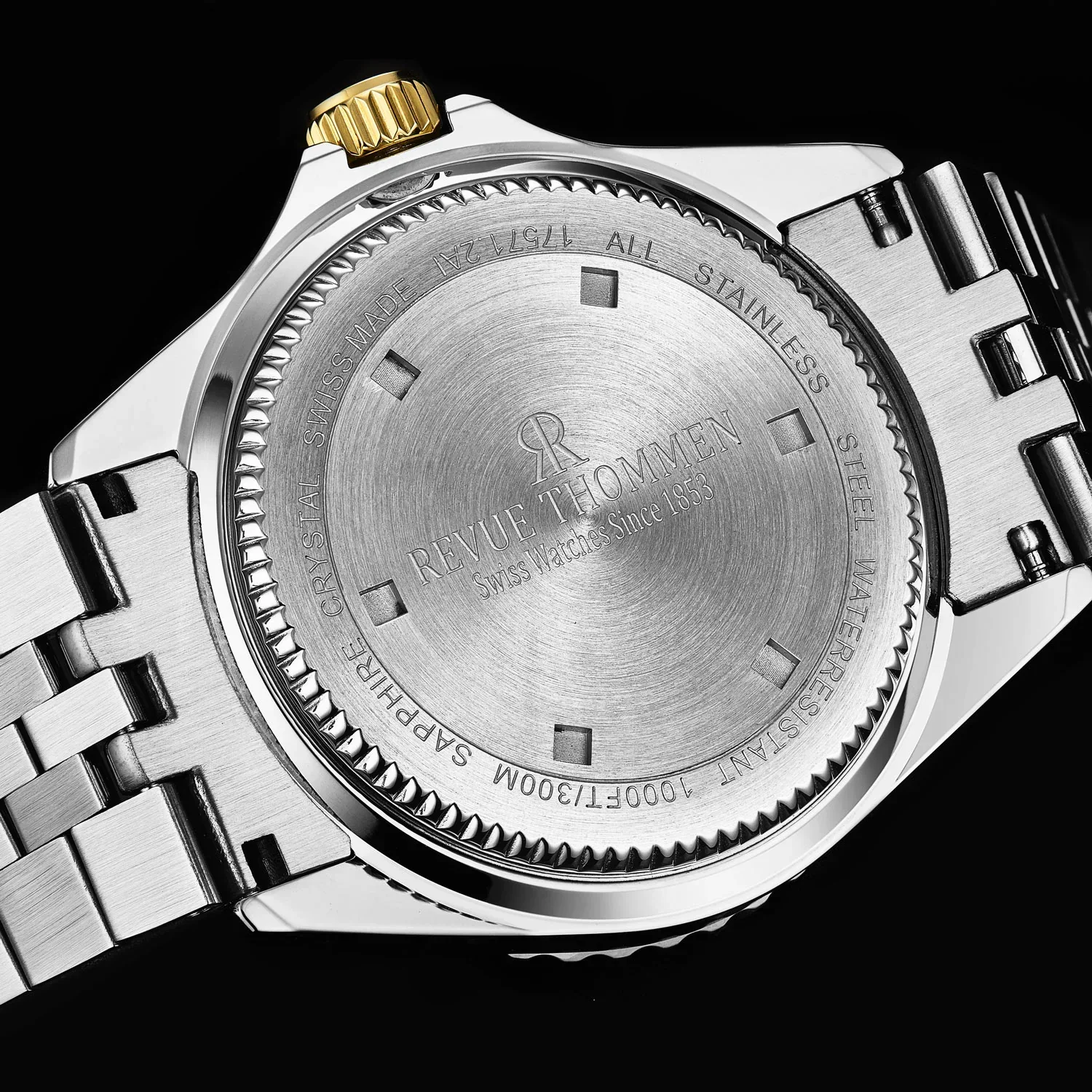Revue Thommen Men's Diver Black Two-Tone Stainless Steel Automatic Watch - Image 3
