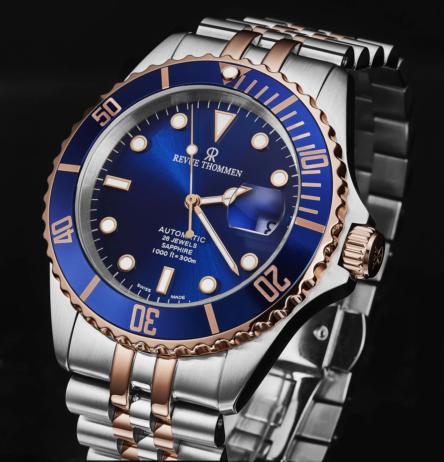 Revue Thommen Men's Diver Blue Two-Tone Stainless Steel Automatic Watch - Image 3