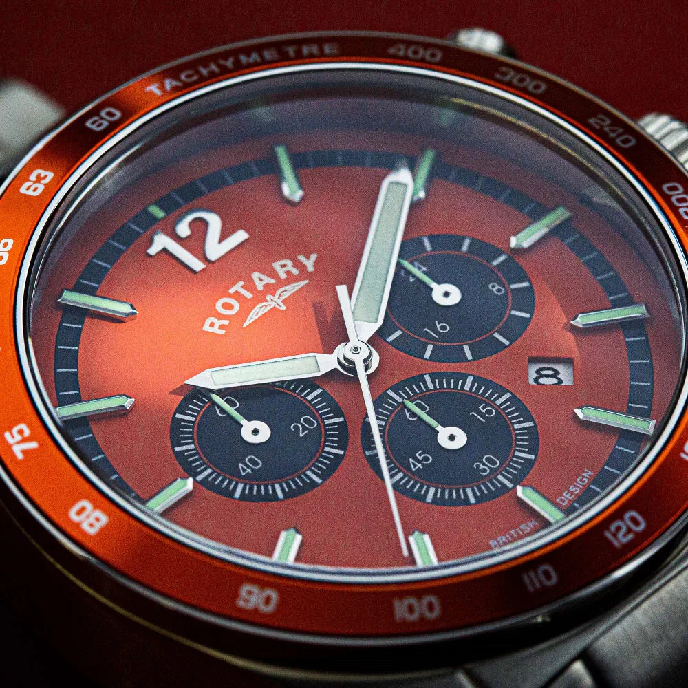 Rotary Henley Chrono Men's Orange Watch - Image 4