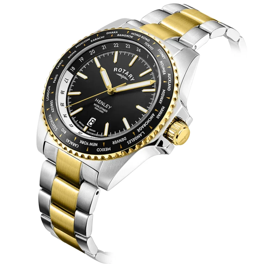Rotary Henley World Timer Men's Two-Tone Watch - Image 2