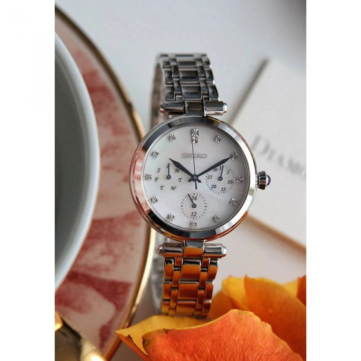 Seiko Caprice 12 Diamonds Classic White Ladies Watch - Image 5