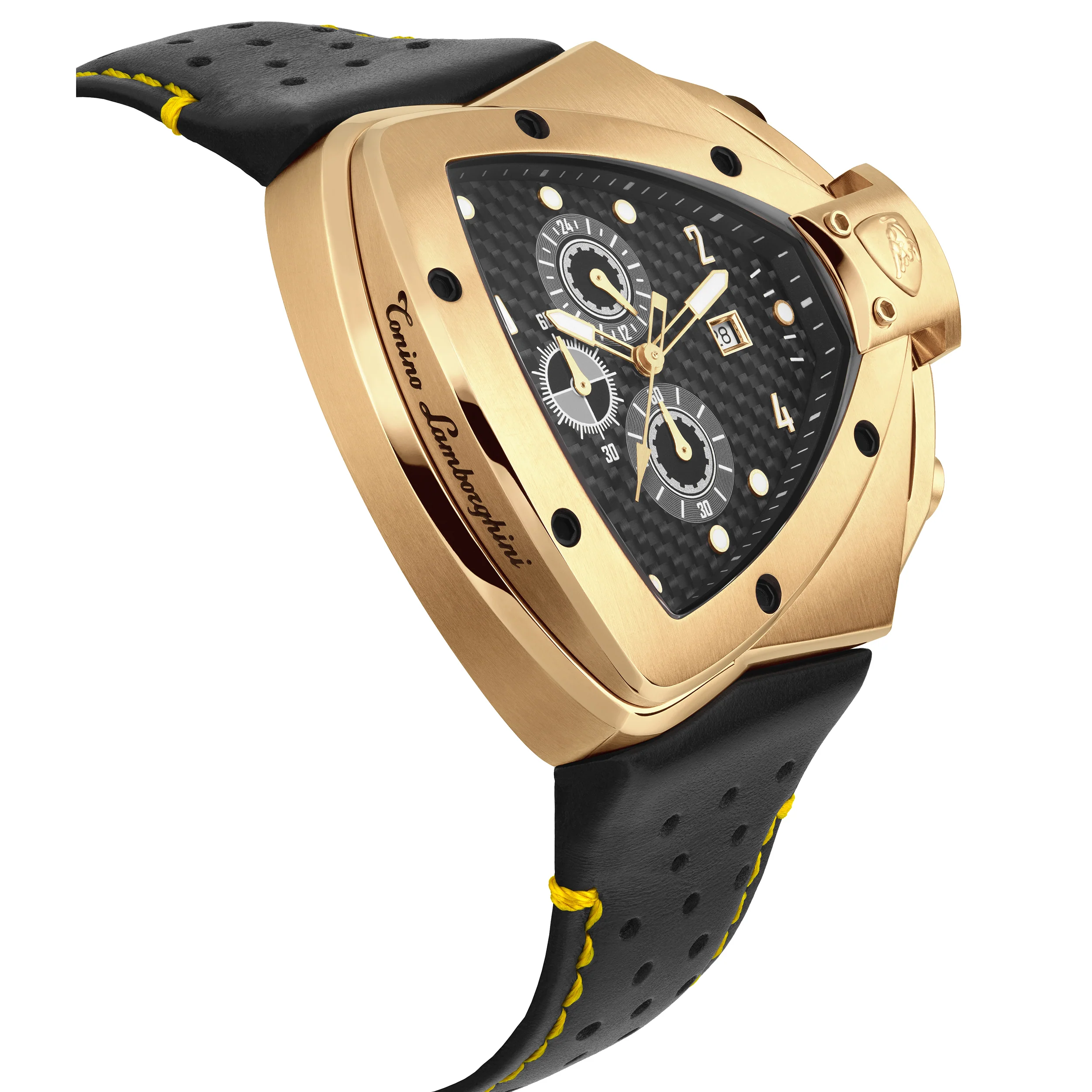 Tonino Lamborghini Spyder Horizontal Men's Black Gold Chronograph Watch - Image 4