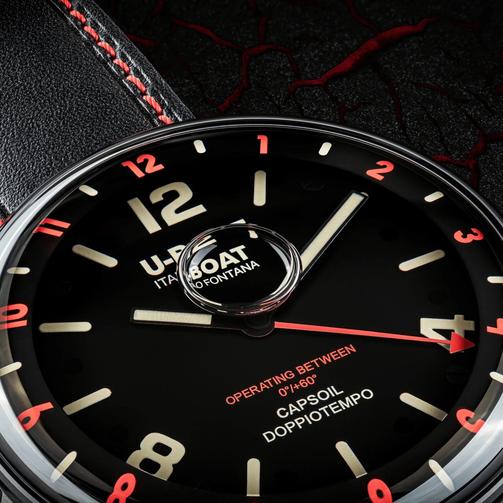 U-Boat Men's Watch Capsoil Doppiotempo 55mm Black Red Rehaut - Image 2