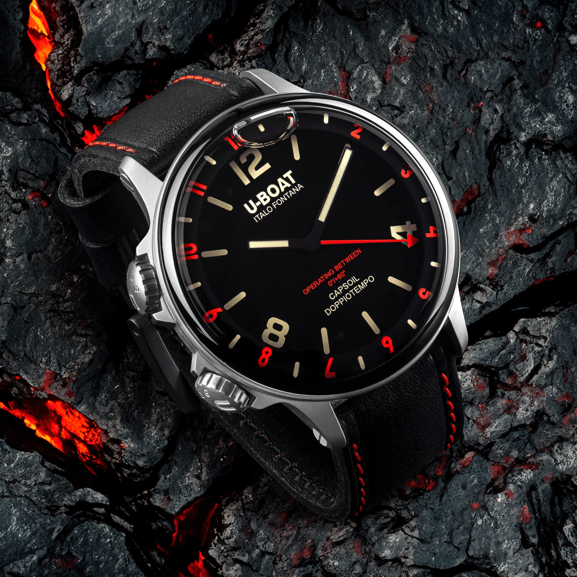 U-Boat Men's Watch Capsoil Doppiotempo 55mm Silver Red Rehaut - Image 3