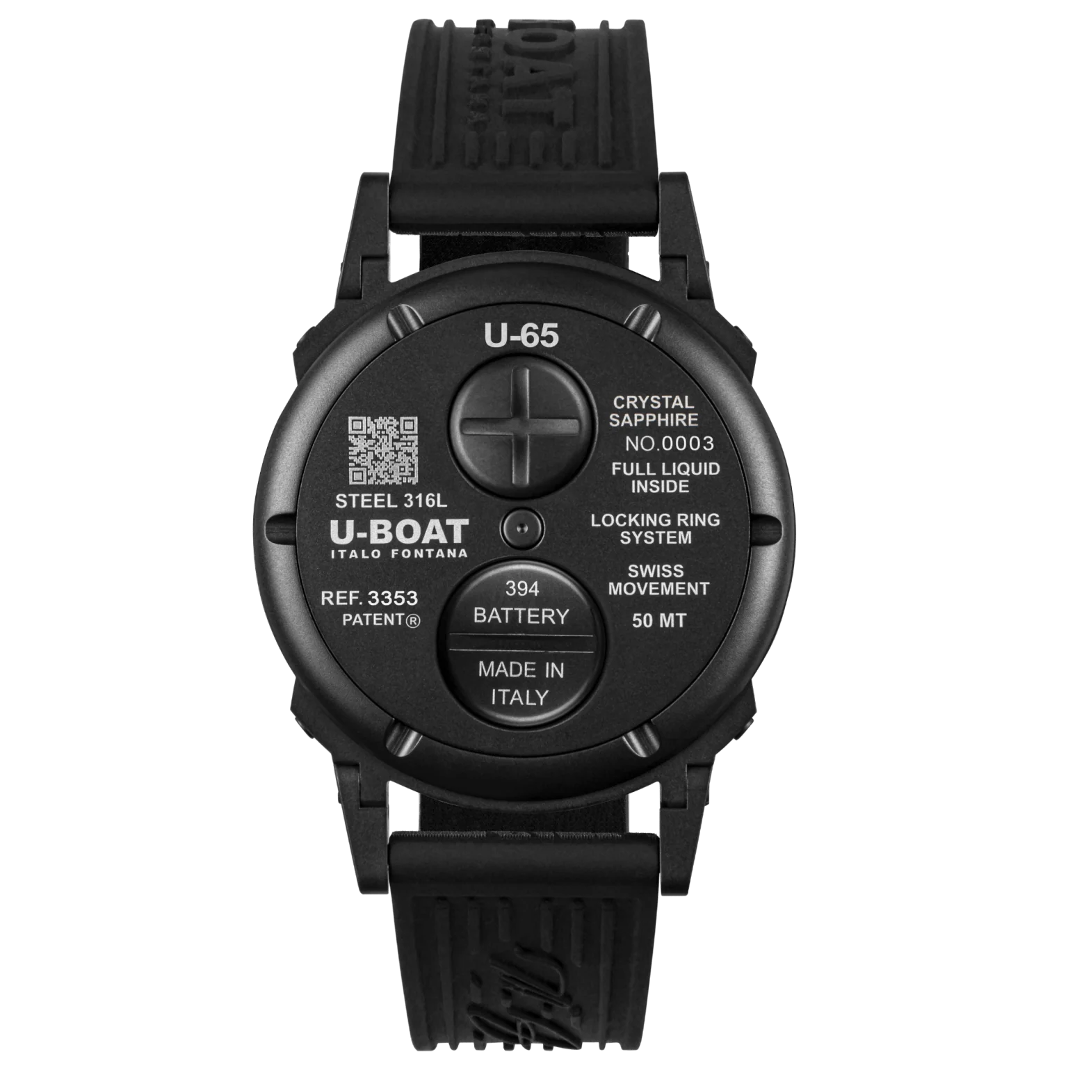 U-Boat U-65 Men's Turquoise Black PVD Watch - Image 2