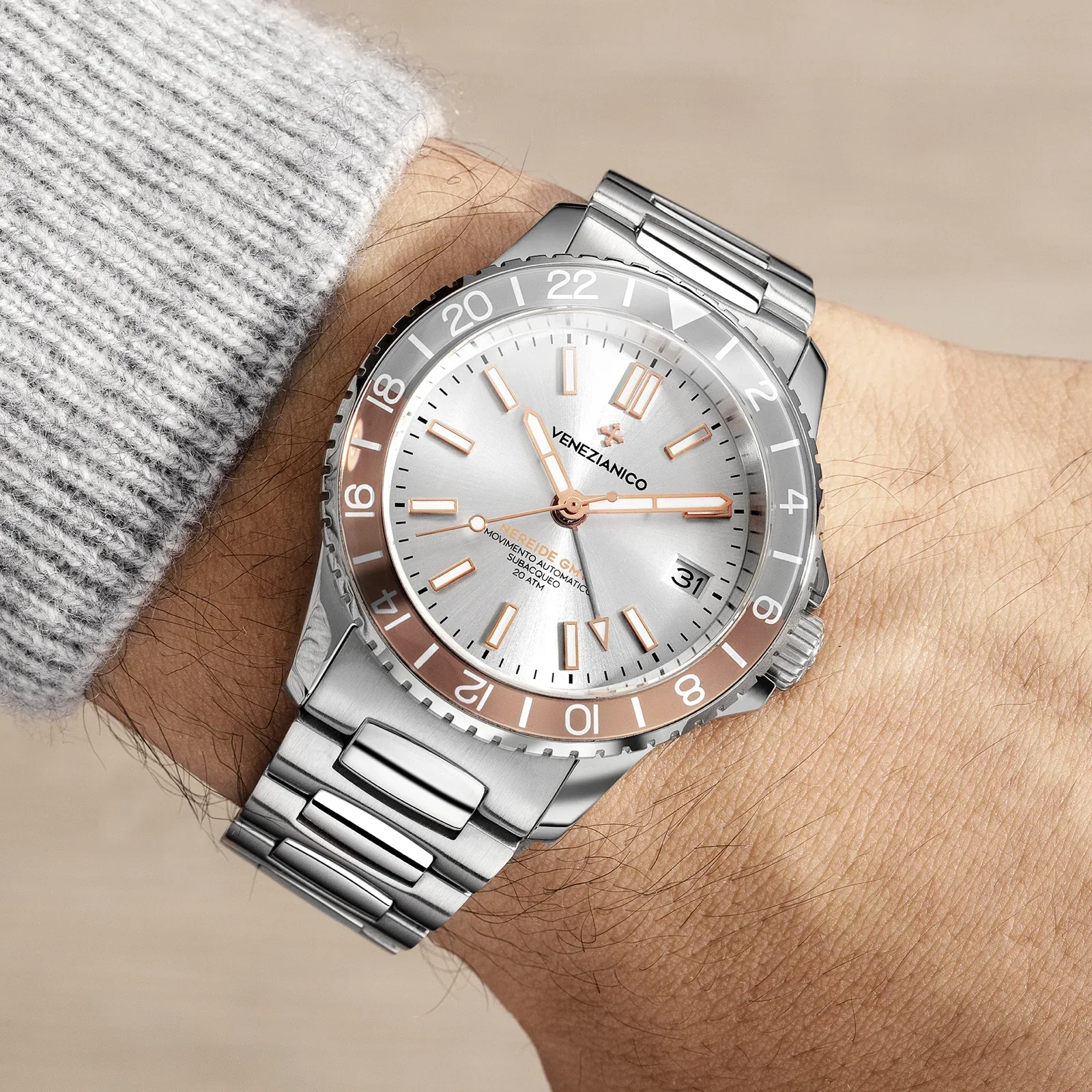 Venezianico Automatic Watch Nereide GMT White - Image 3
