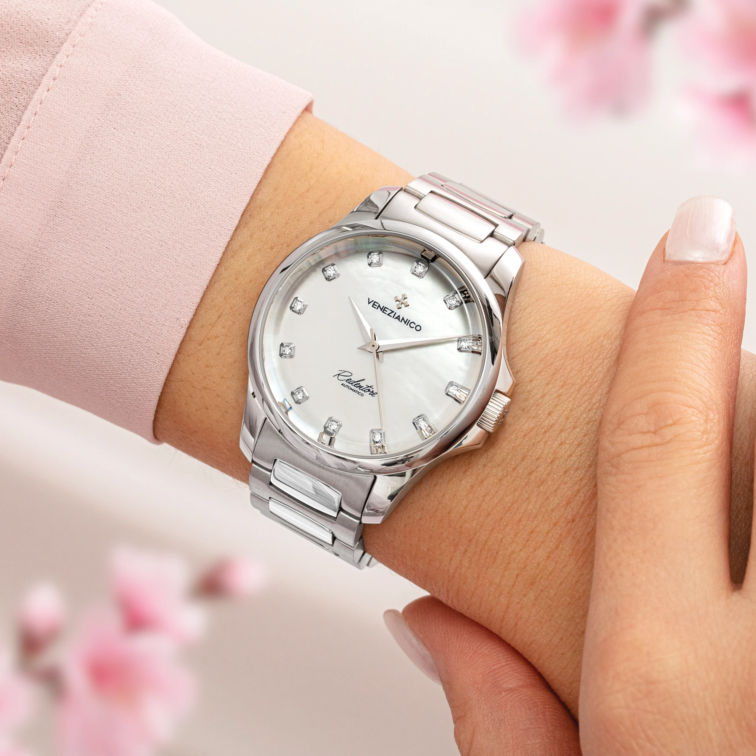 Venezianico Redentore 36 Diamond Women’s Automatic White MOP Watch - Image 4