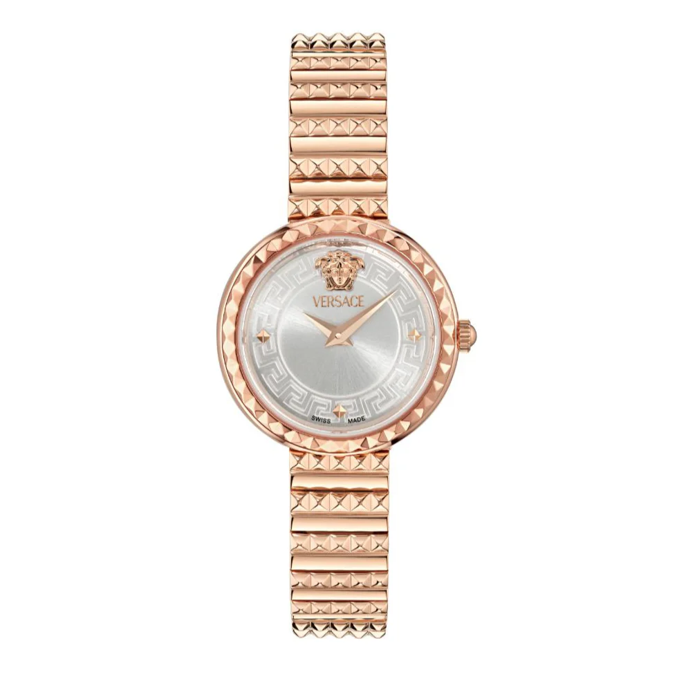 Versace Greca Goddess Petite Ladies' Silver Rose Gold Watch