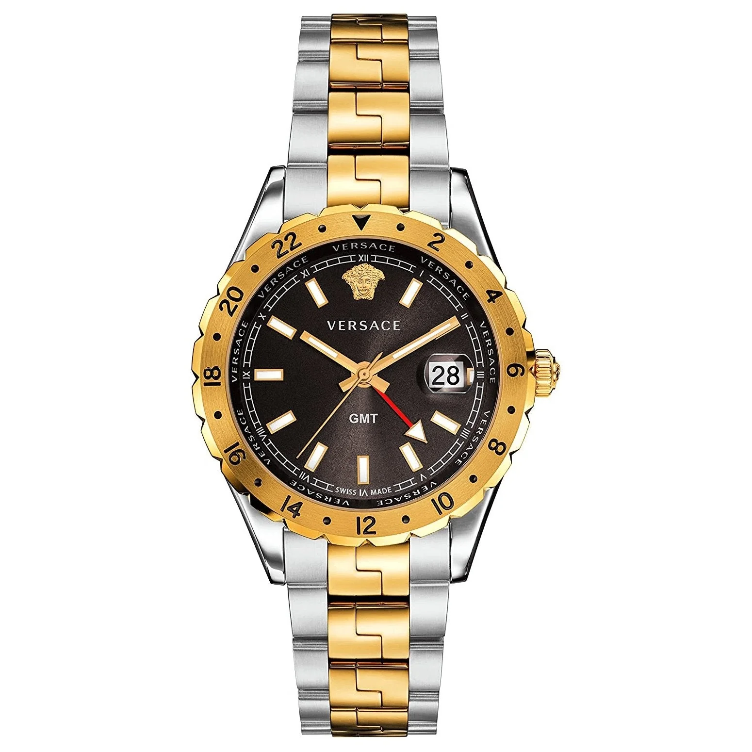 Versace Men's Watch Hellenyium GMT Brown Two-Tone Bracelet