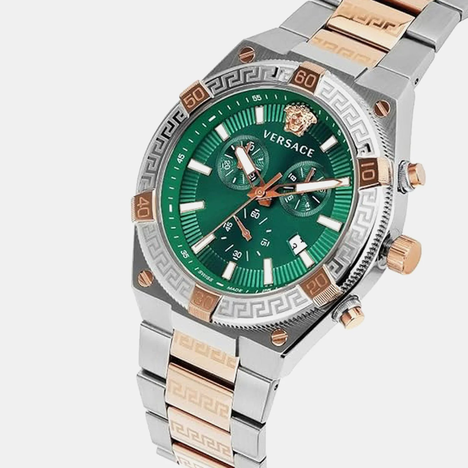 Versace V-Sporty Greca 46mm Green Men’s Chronograph Watch - Image 2
